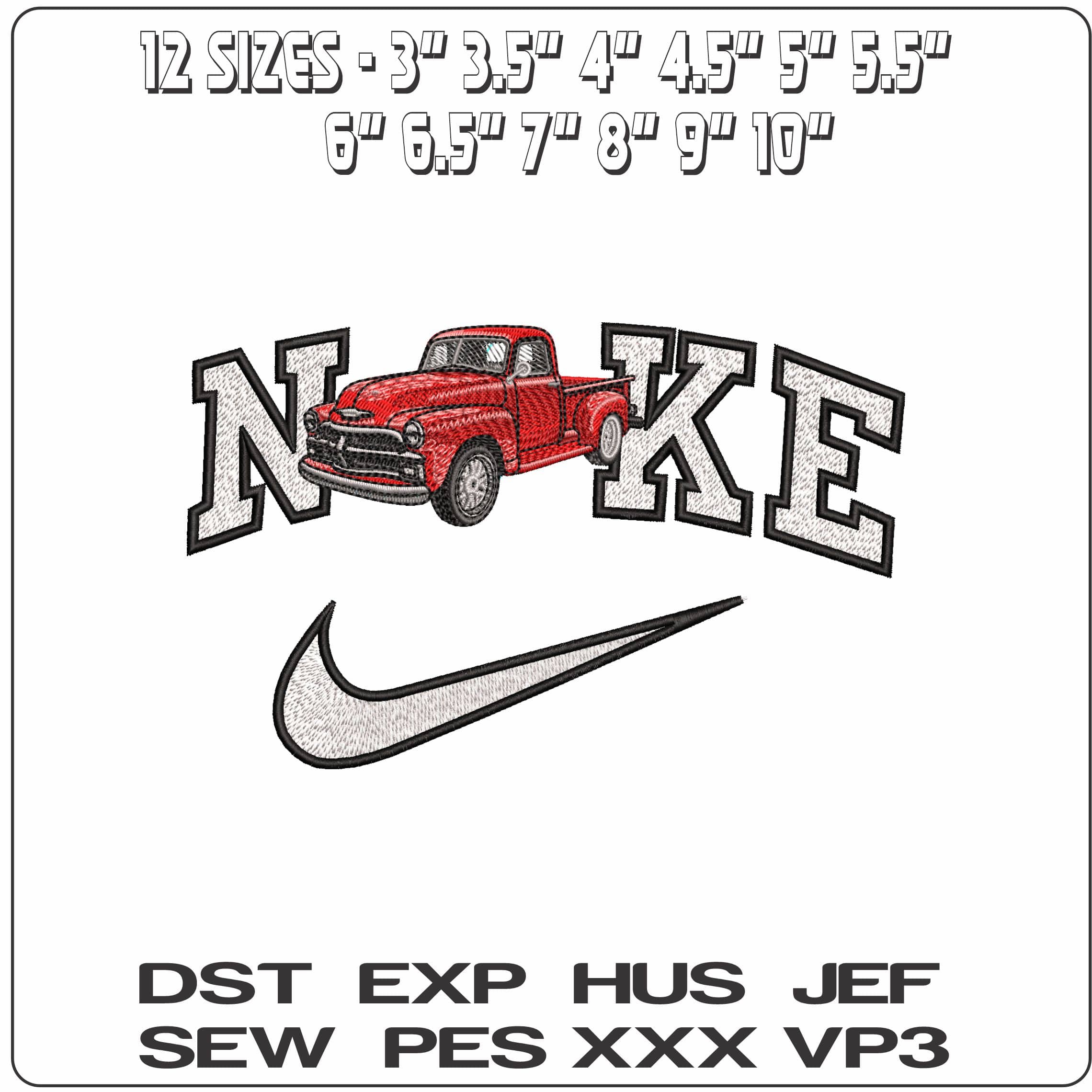 Nike Chevrolet 3100 54 red Truck  - Elegant embroidery design file - instant download — view 2