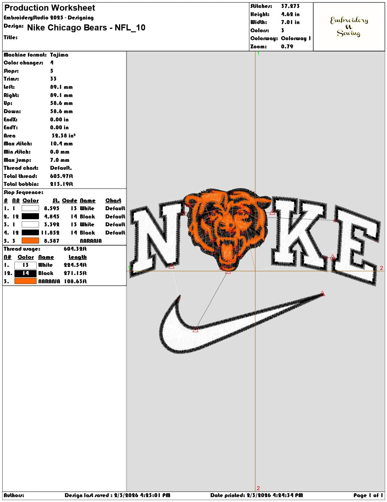 Nike Chicago Bears NFL  - Elegant embroidery design file - instant download — view 3