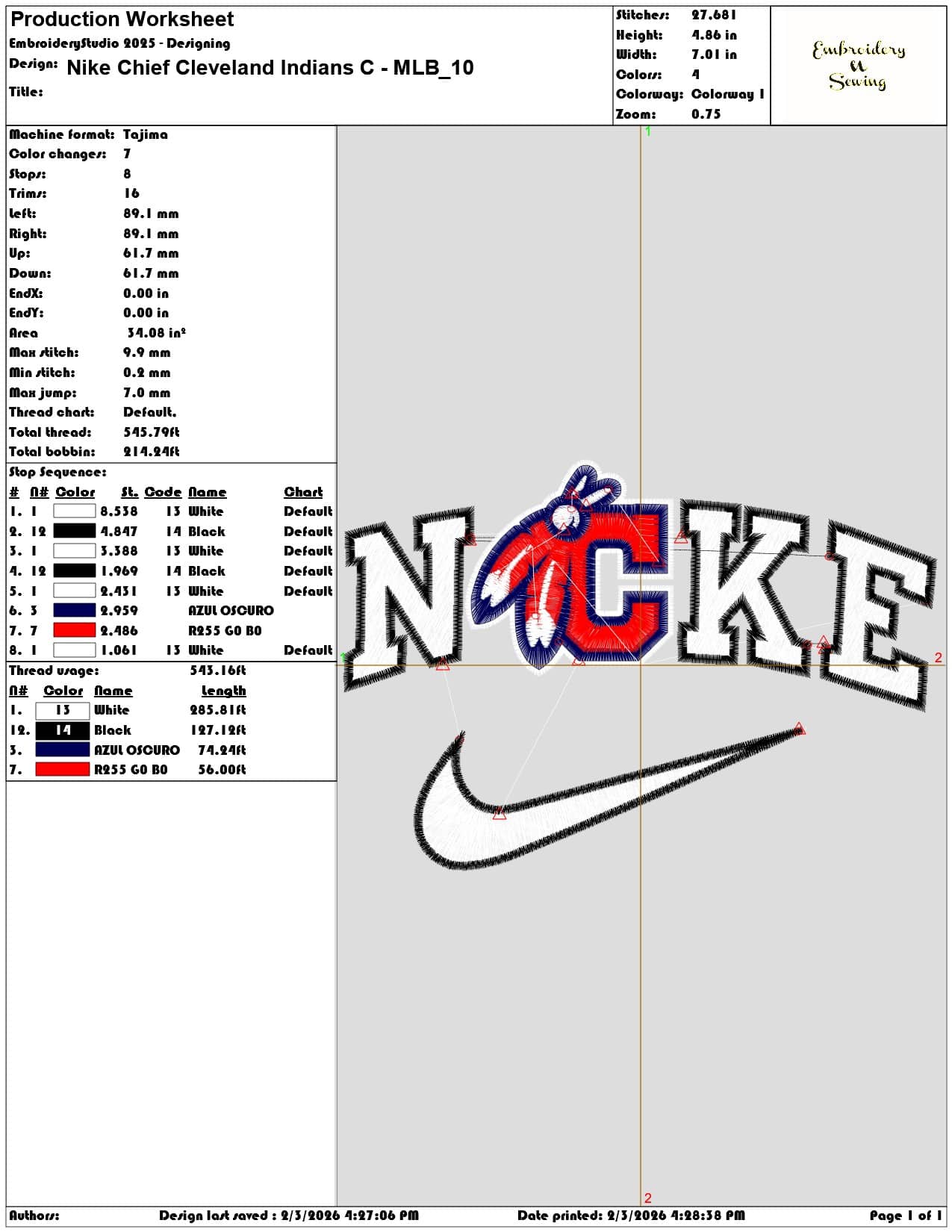 Nike Chief Cleveland Indians C MLB  - Elegant embroidery design file - instant download — view 3