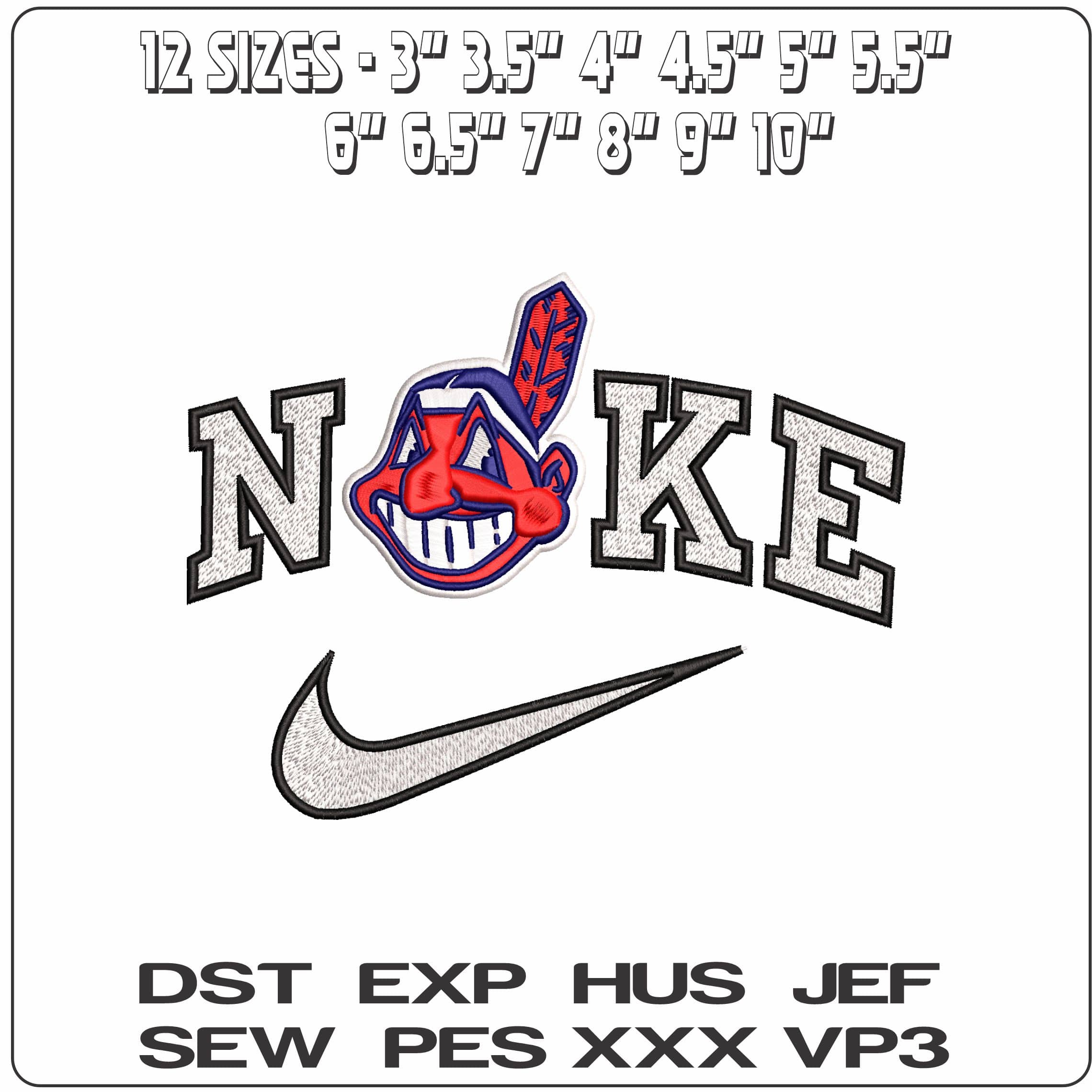 Nike Chief Wahoo Cleveland Indians MLB  - Elegant embroidery design file - instant download — view 2