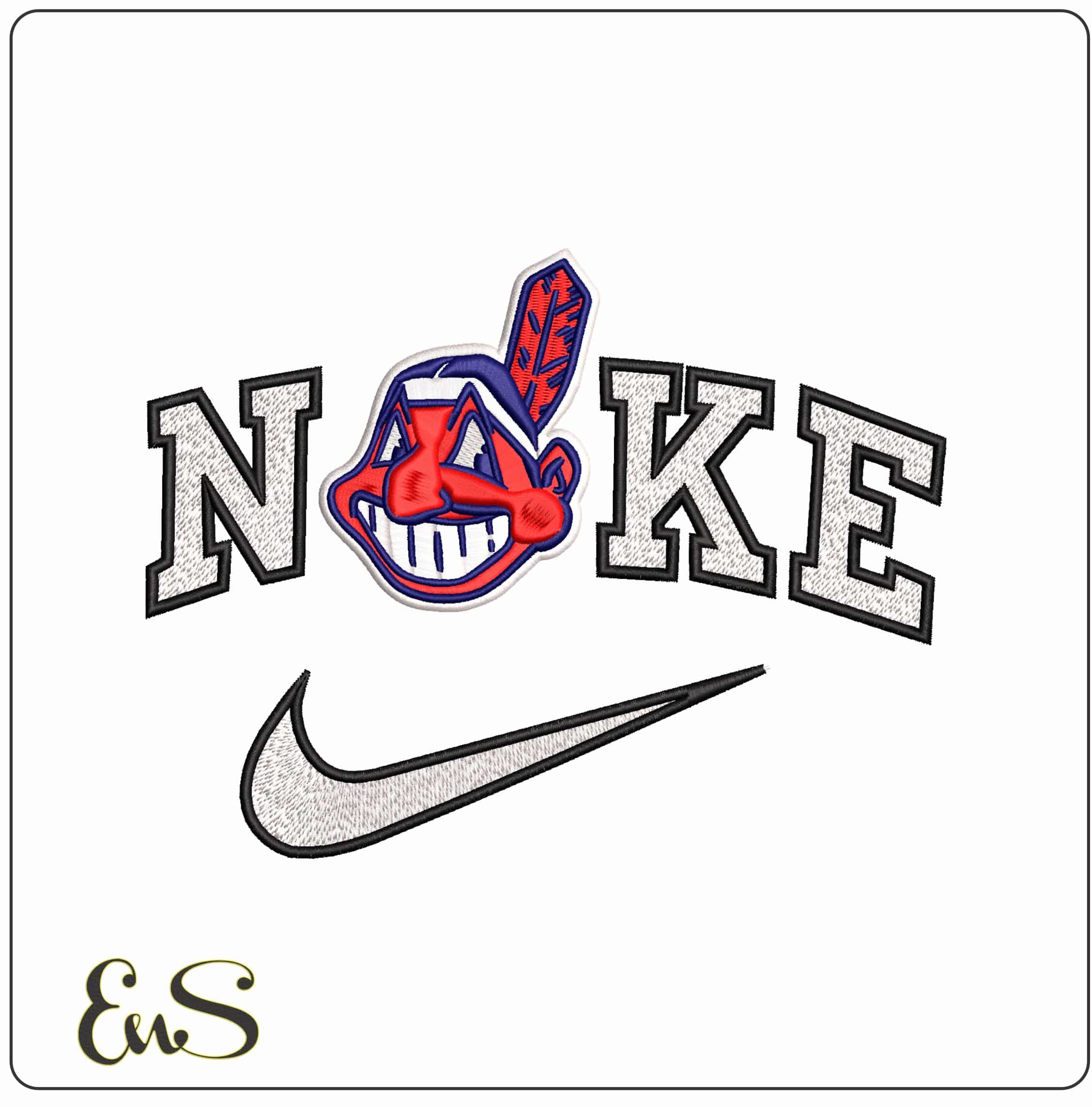 Nike Chief Wahoo Cleveland Indians MLB  - Elegant embroidery design file - instant download