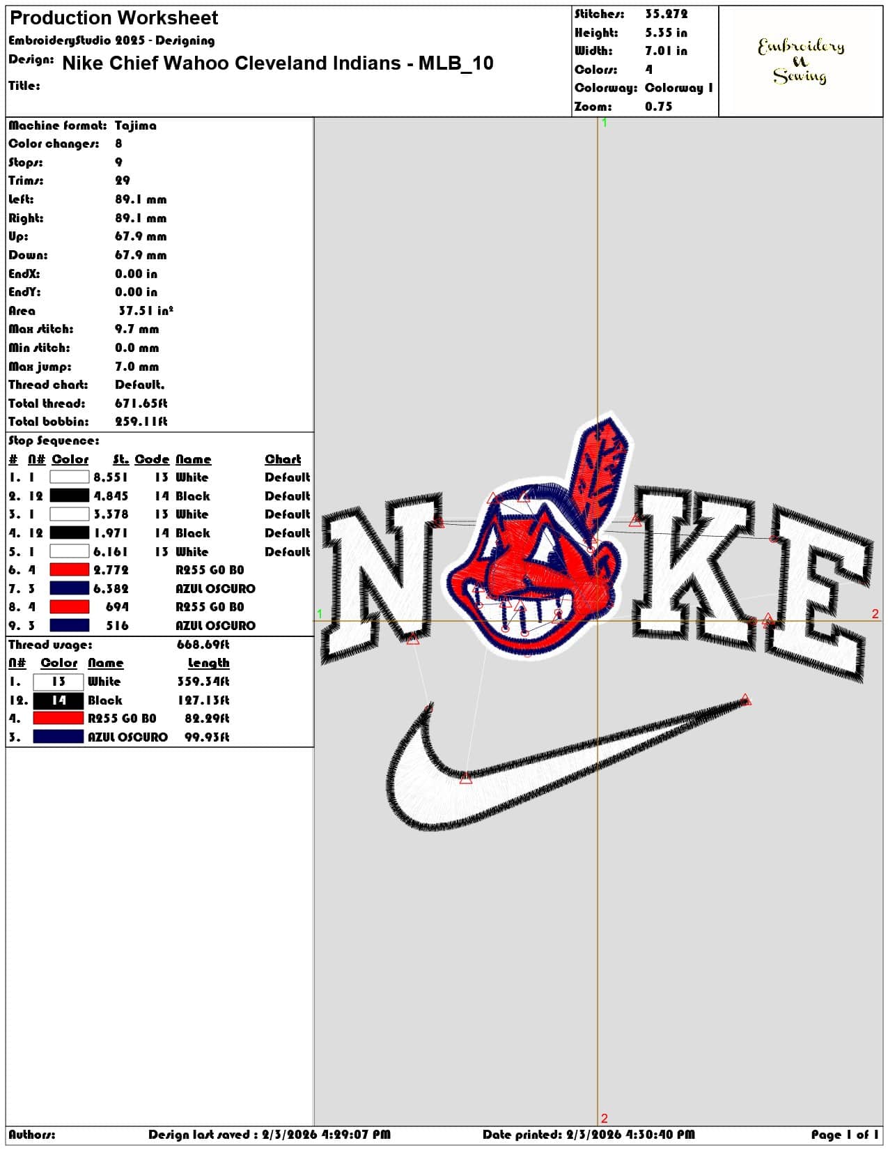 Nike Chief Wahoo Cleveland Indians MLB  - Elegant embroidery design file - instant download — view 3