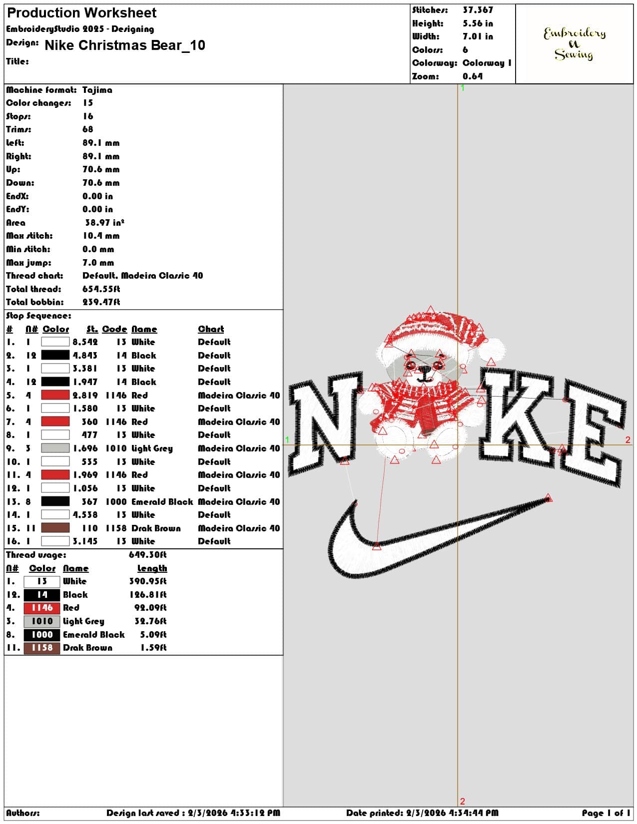 Nike Christmas Bear  - Elegant embroidery design file - instant download — view 3