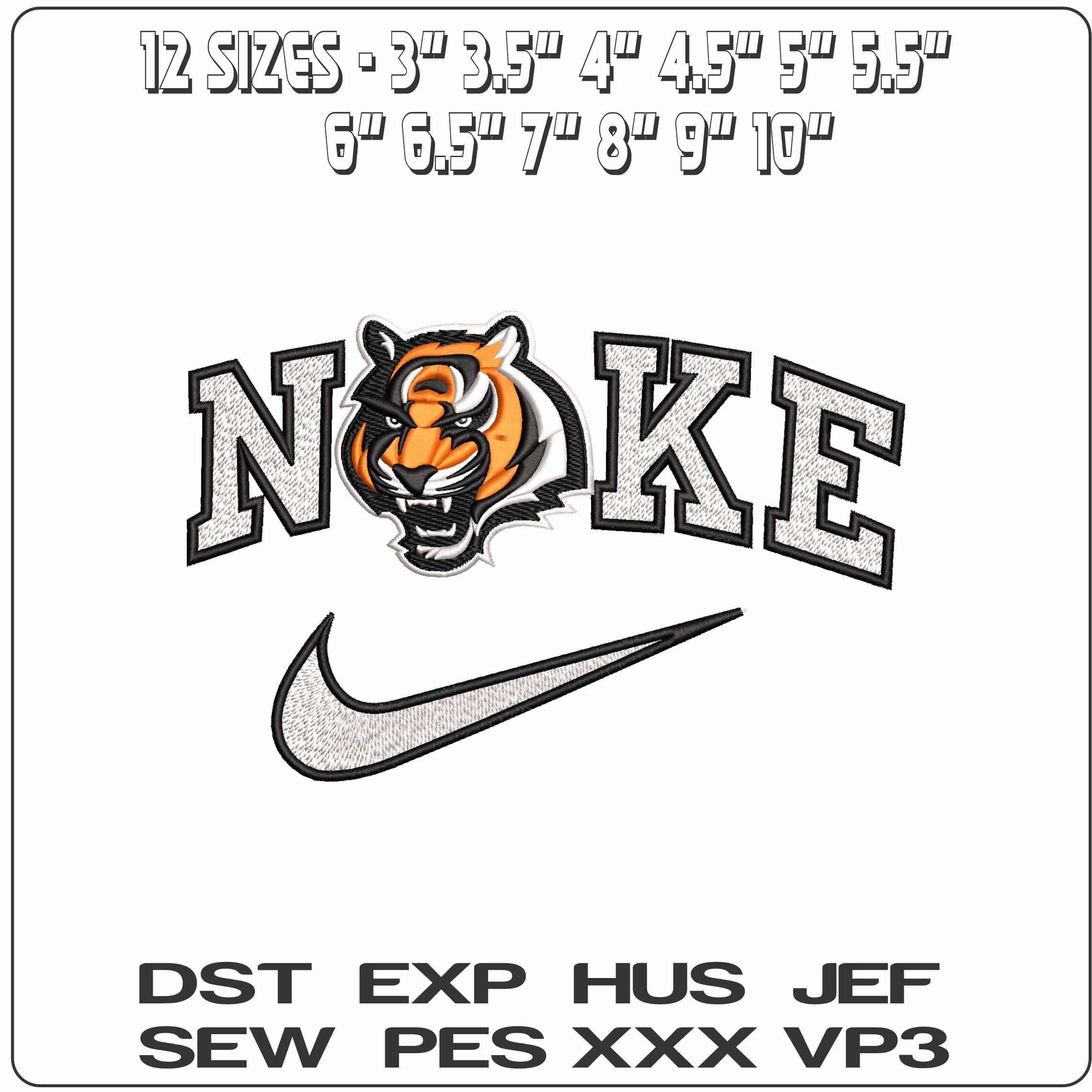 Nike Cincinnati Bengals NFL  - Elegant embroidery design file - instant download — view 2