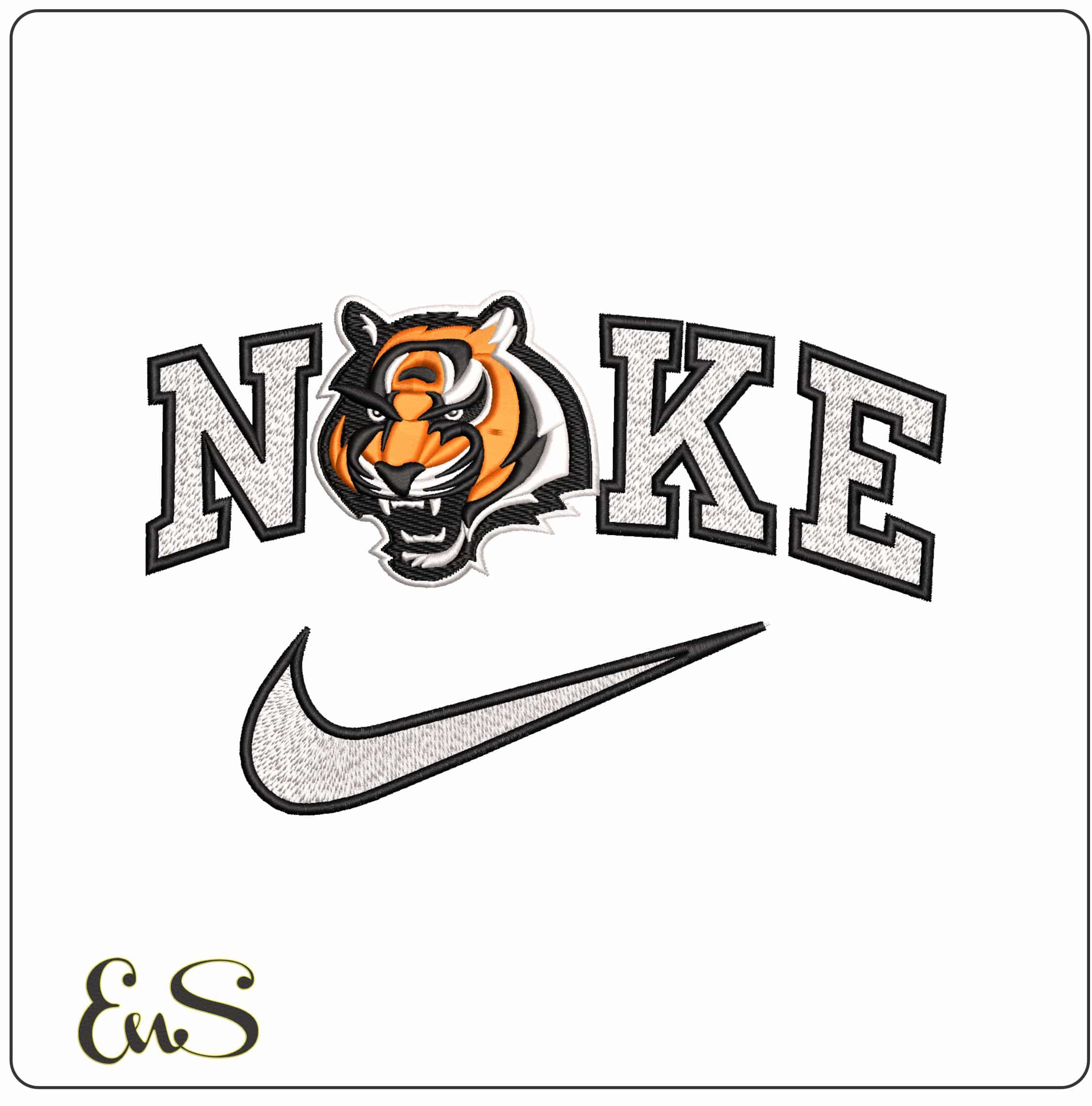 Nike Cincinnati Bengals NFL  - Elegant embroidery design file - instant download