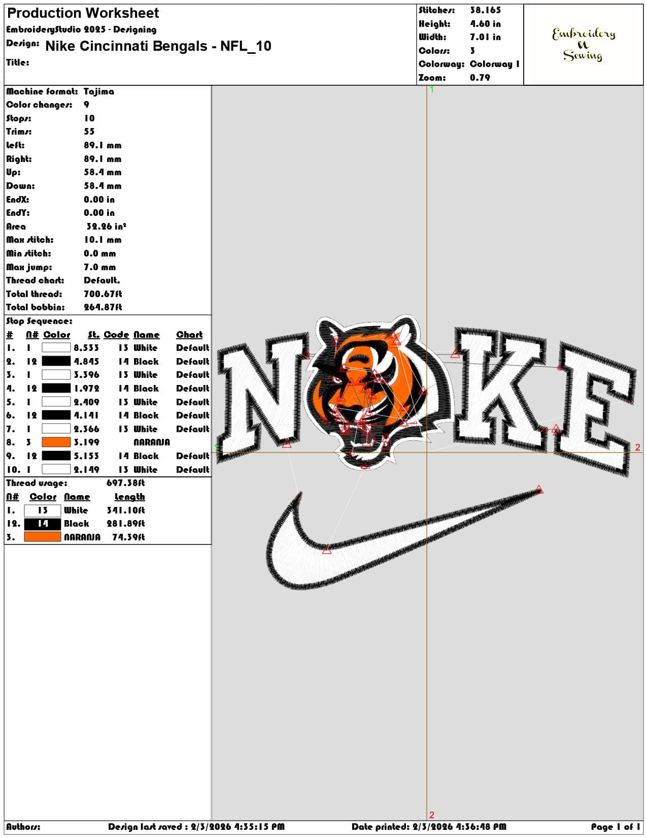 Nike Cincinnati Bengals NFL  - Elegant embroidery design file - instant download — view 3