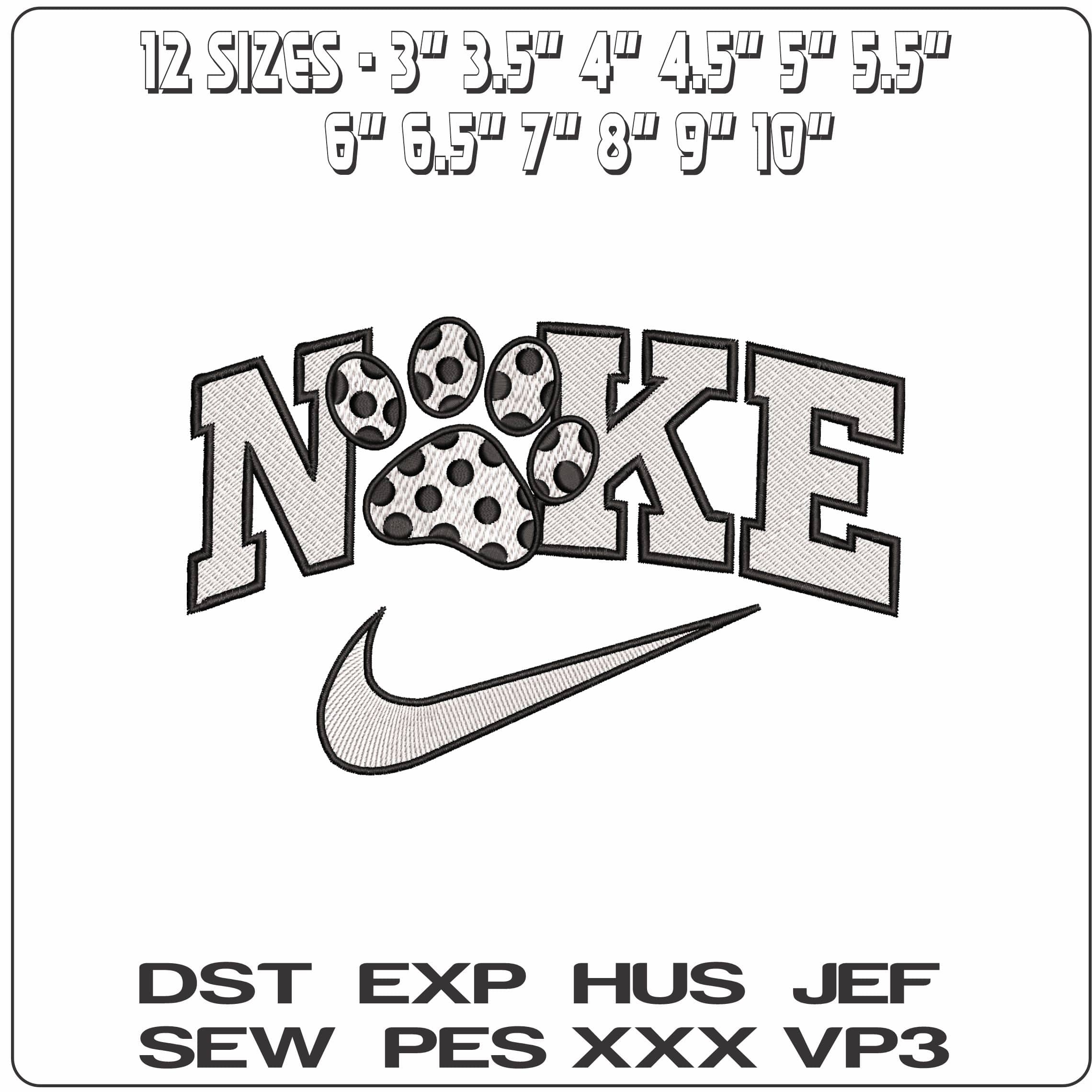 Nike Cute Dalmation Dog Paw  - Elegant embroidery design file - instant download — view 2