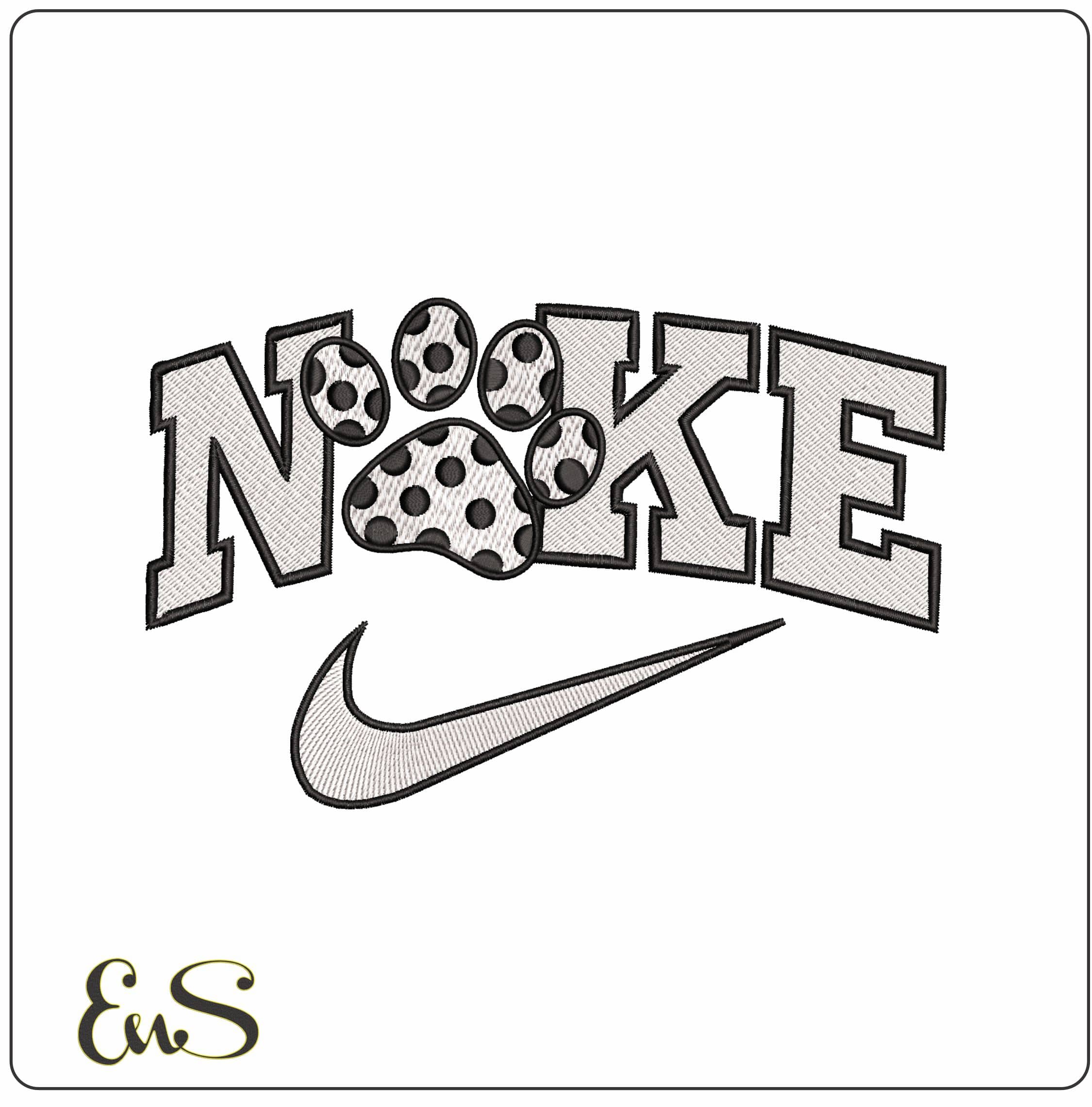 Nike Cute Dalmation Dog Paw  - Elegant embroidery design file - instant download
