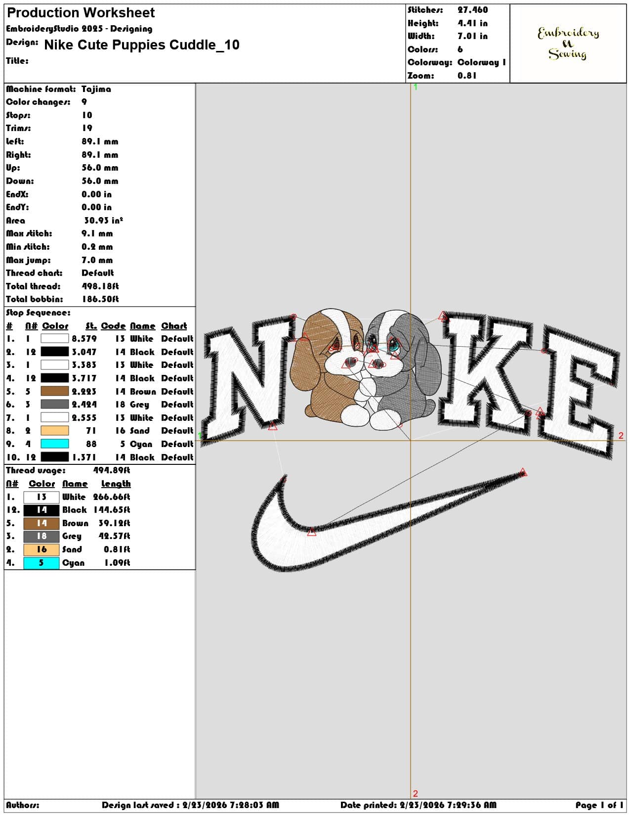 Nike Cute Puppies Cuddle  - Elegant embroidery design file - instant download — view 3