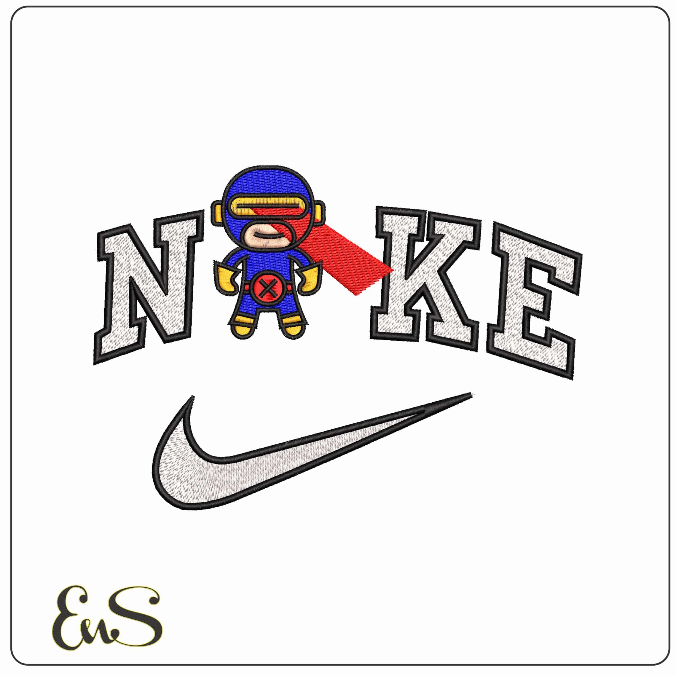 Nike Cyclops X men  - Elegant embroidery design file - instant download