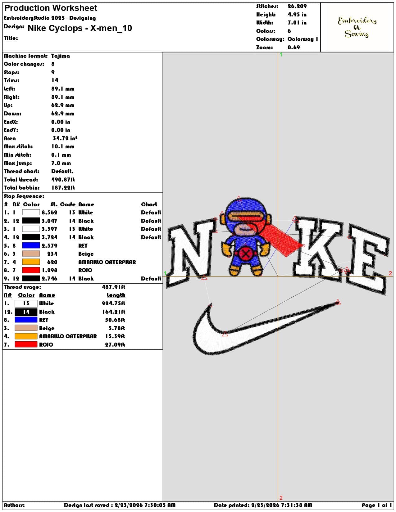 Nike Cyclops X men  - Elegant embroidery design file - instant download — view 3
