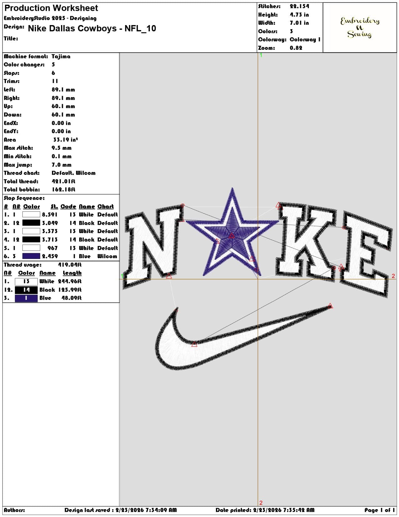 Nike Dallas Cowboys NFL  - Elegant embroidery design file - instant download — view 3