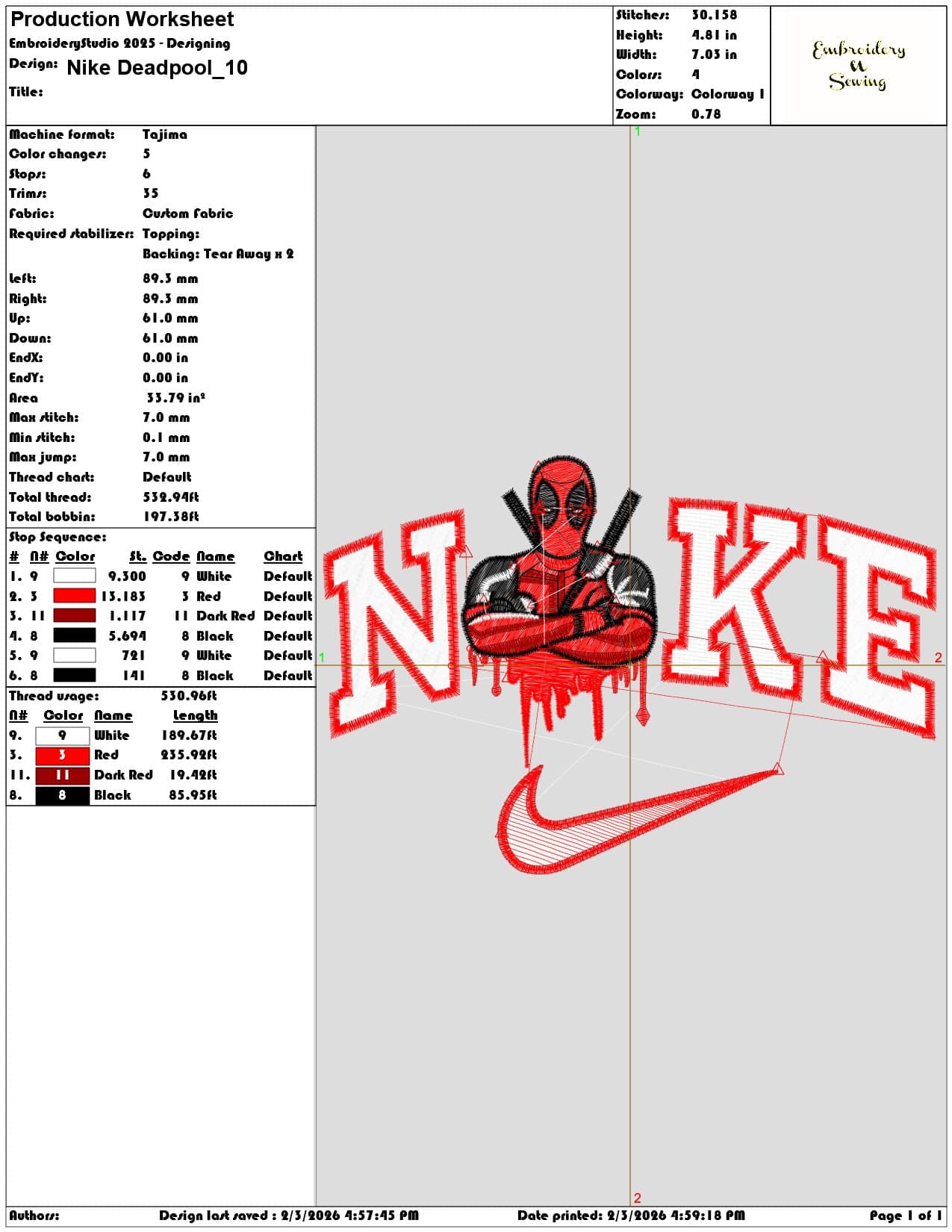 Nike Deadpool  - Elegant embroidery design file - instant download — view 3