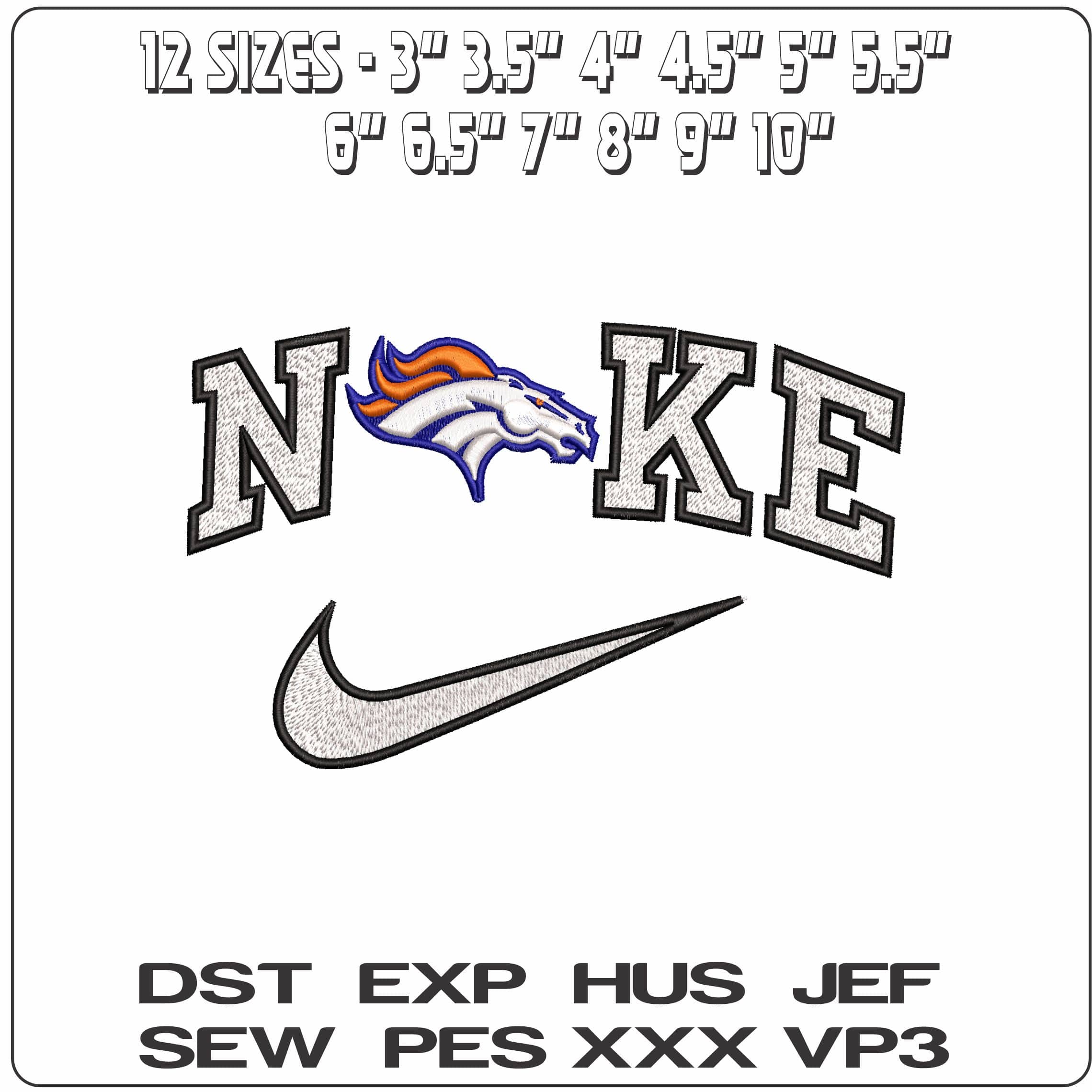 Nike Denver Broncos NFL  - Elegant embroidery design file - instant download — view 2
