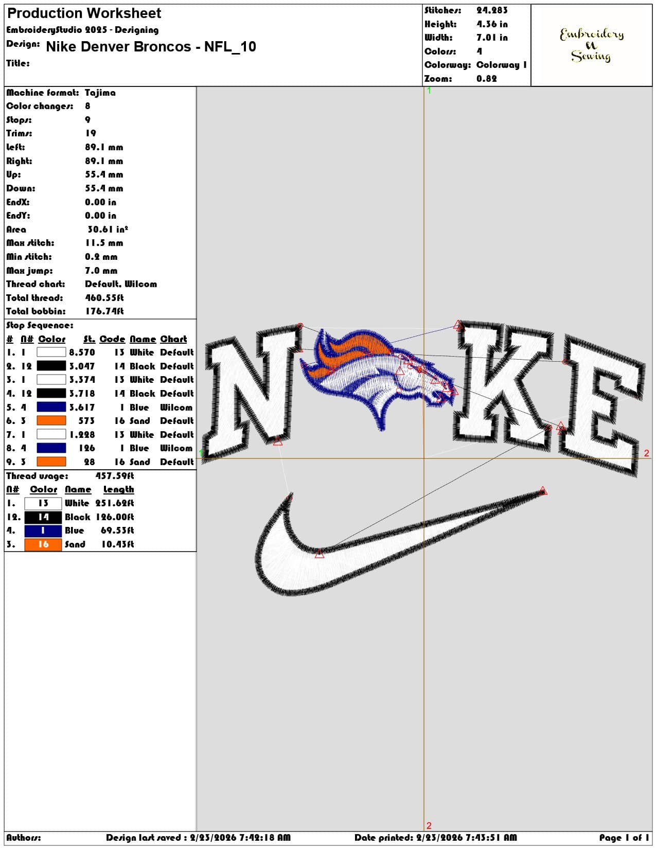 Nike Denver Broncos NFL  - Elegant embroidery design file - instant download — view 3