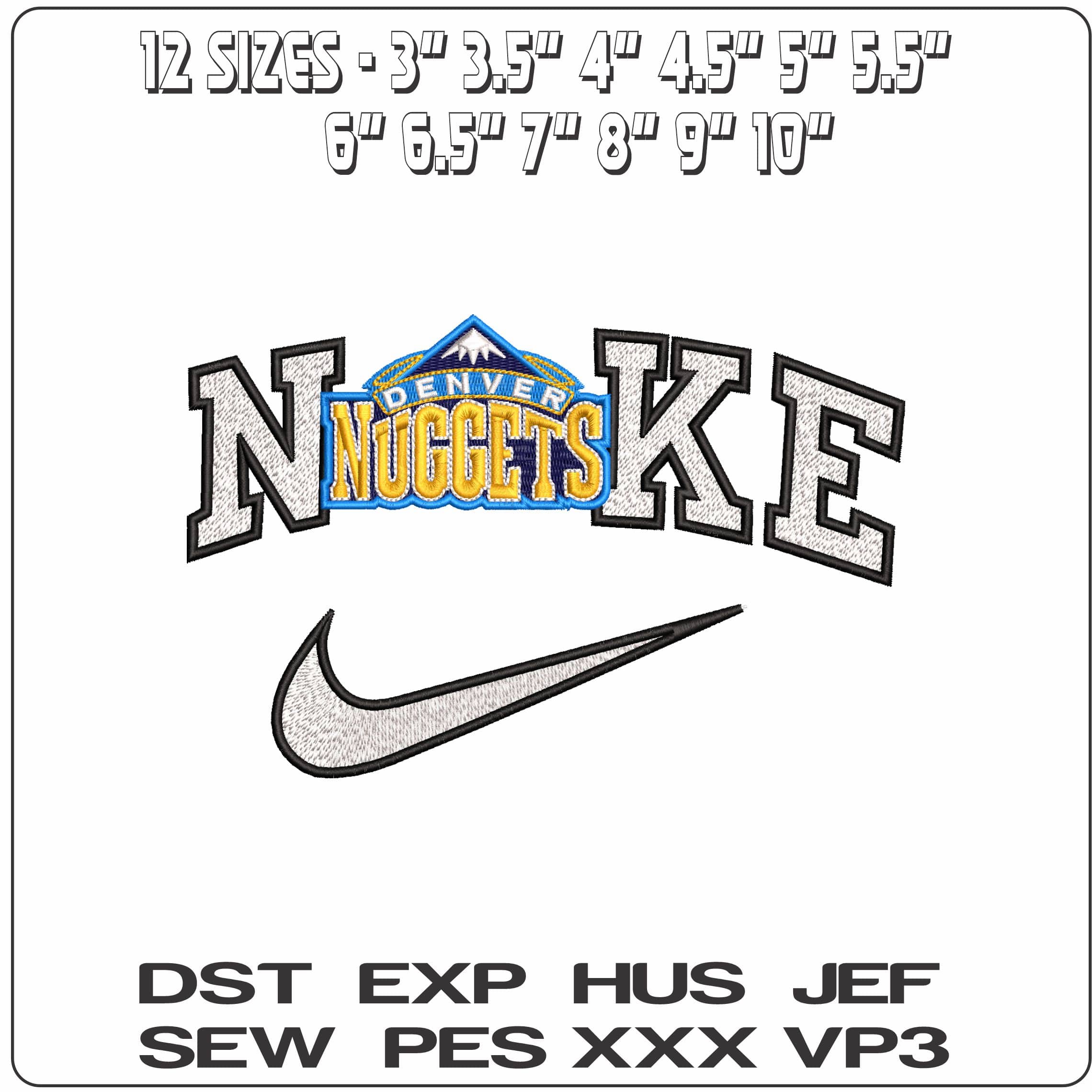 Nike Denver Nuggets NBA  - Elegant embroidery design file - instant download — view 2