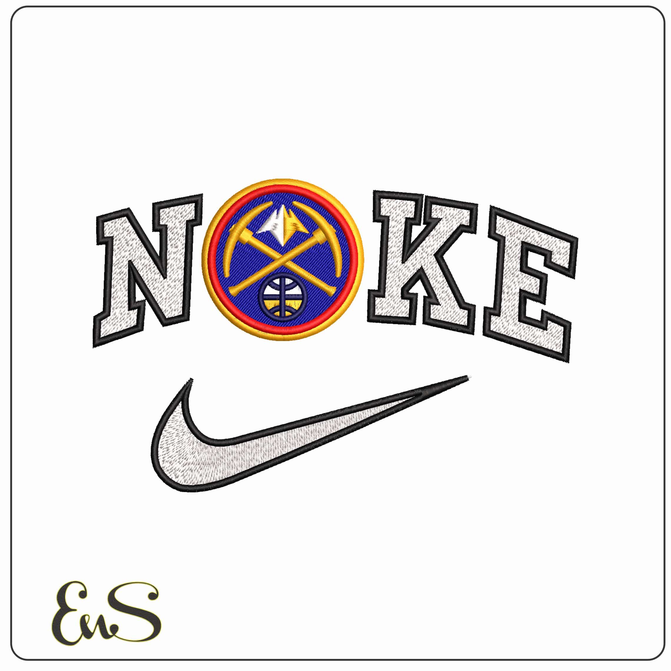 Nike Denver Nuggets Basketball NBA  - Elegant embroidery design file - instant download
