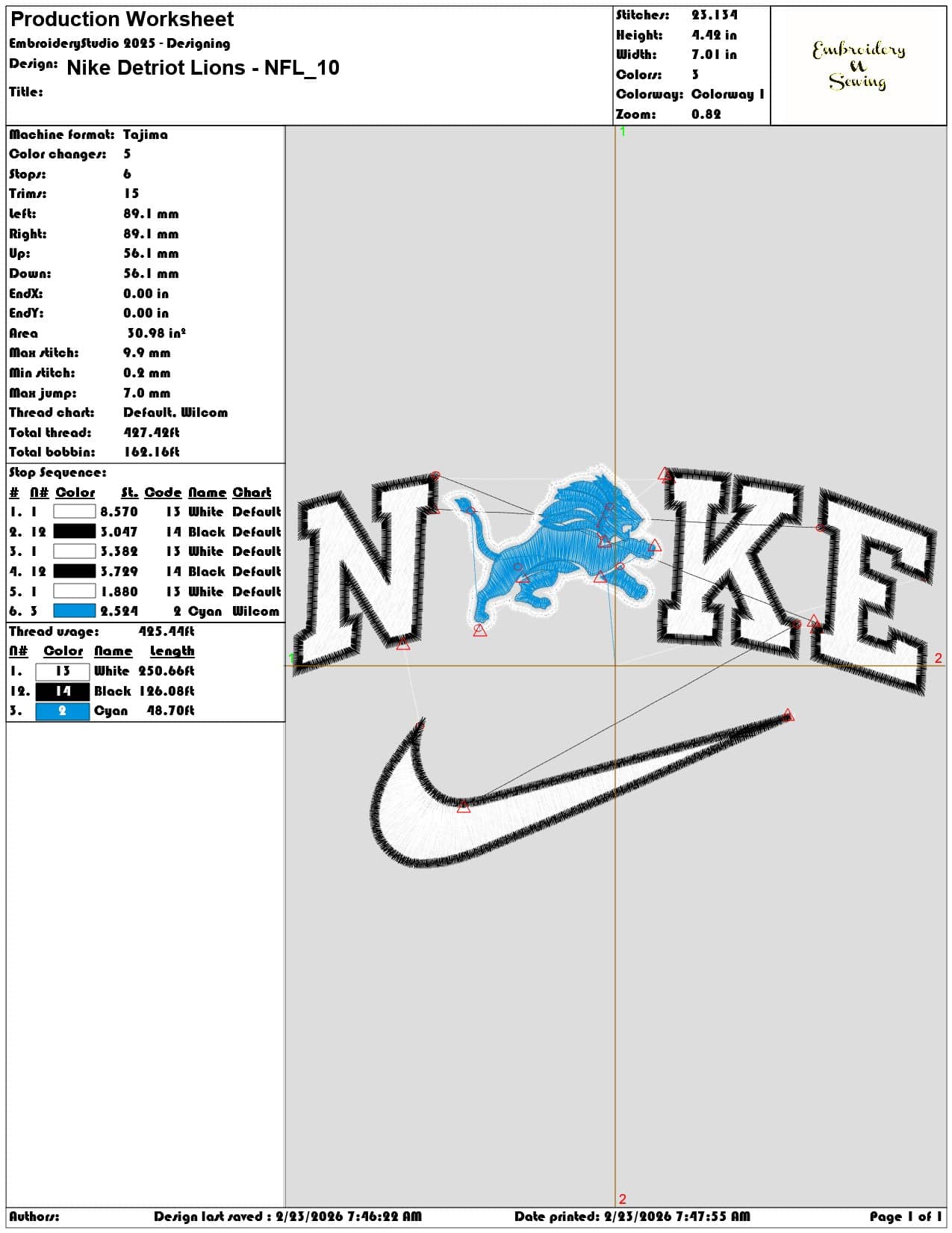 Nike Detriot Lions NFL  - Elegant embroidery design file - instant download — view 3