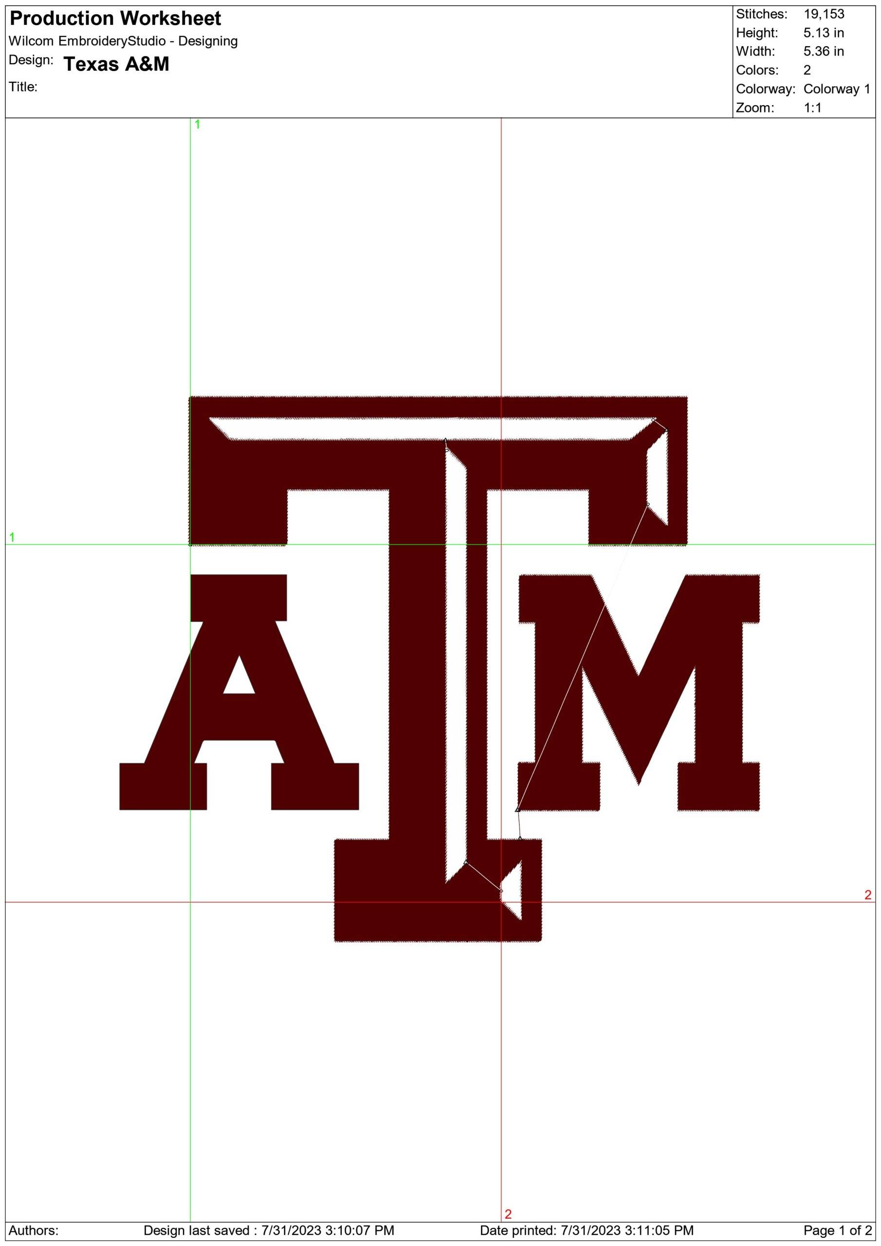 Texas A & M Aggies embroidery design - Aggies Logo embroidery machine pattern embroidery file - instant download in a frame — view 2