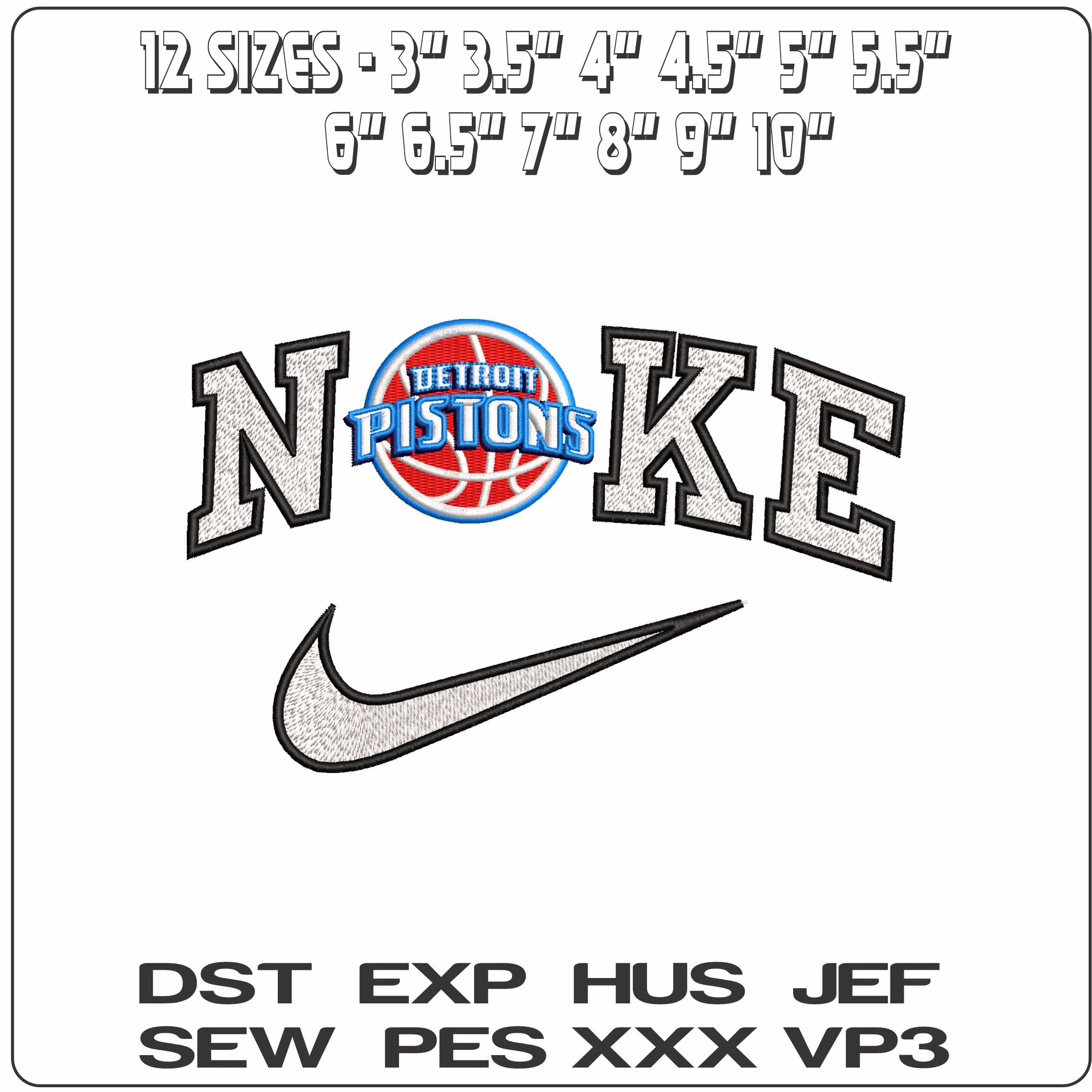 Nike Detroit Pistons Basketball NBA  - Elegant embroidery design file - instant download — view 2