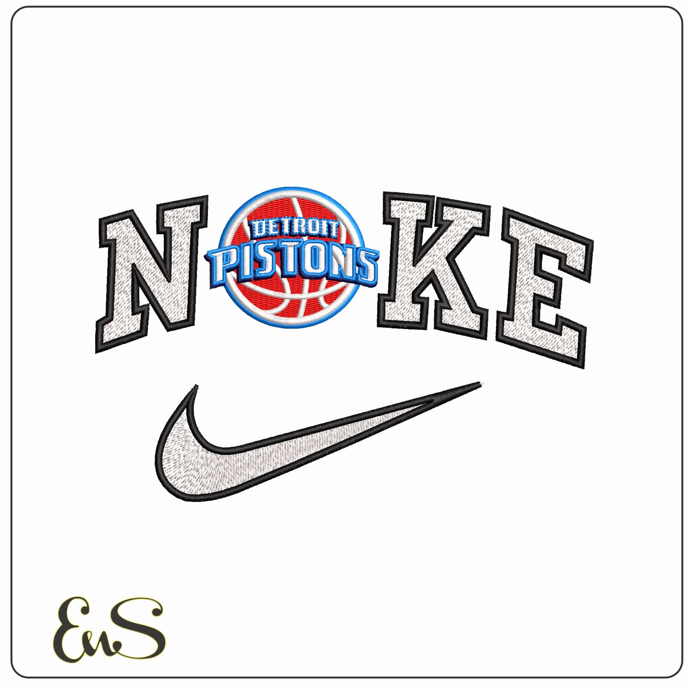 Nike Detroit Pistons Basketball NBA  - Elegant embroidery design file - instant download