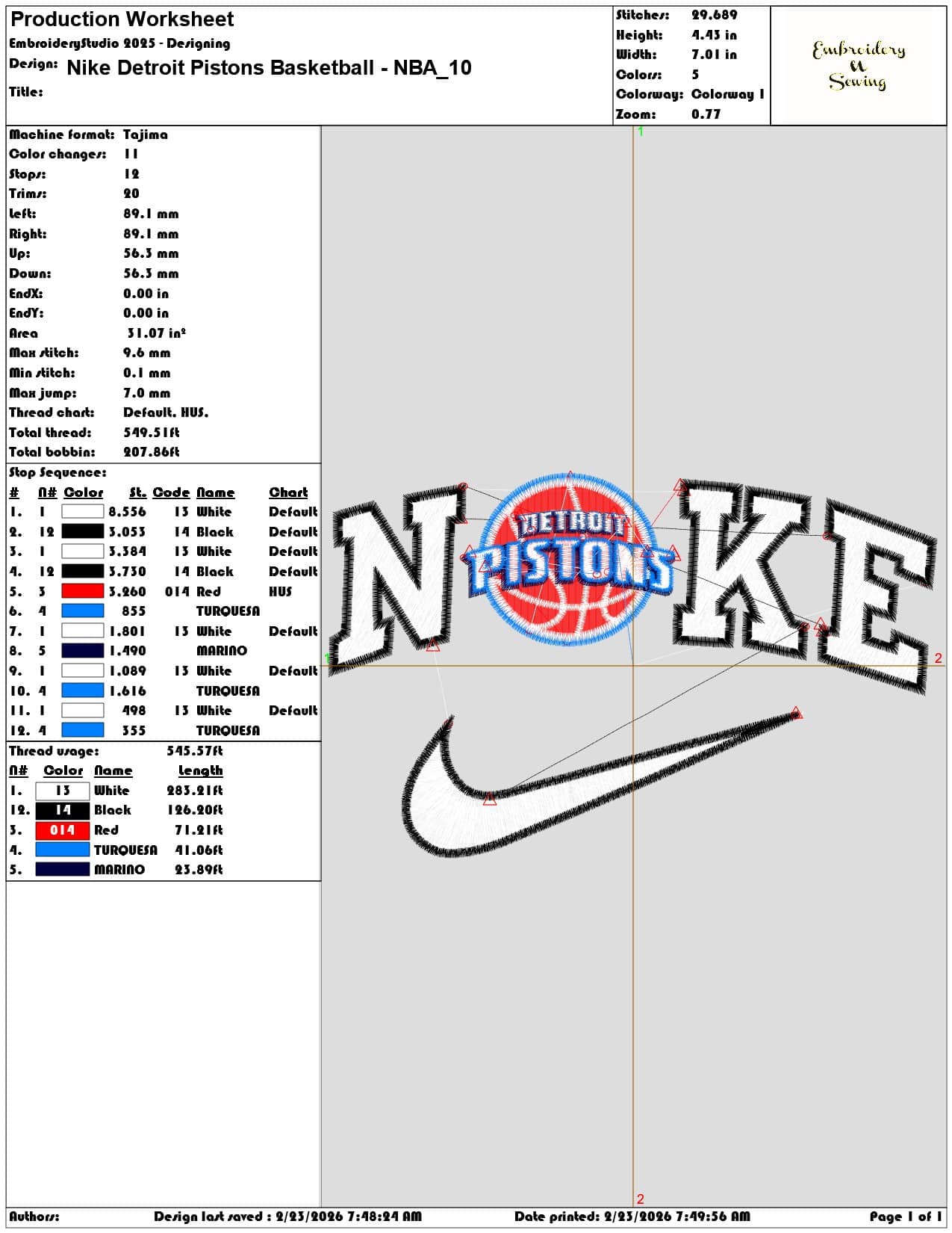 Nike Detroit Pistons Basketball NBA  - Elegant embroidery design file - instant download — view 3