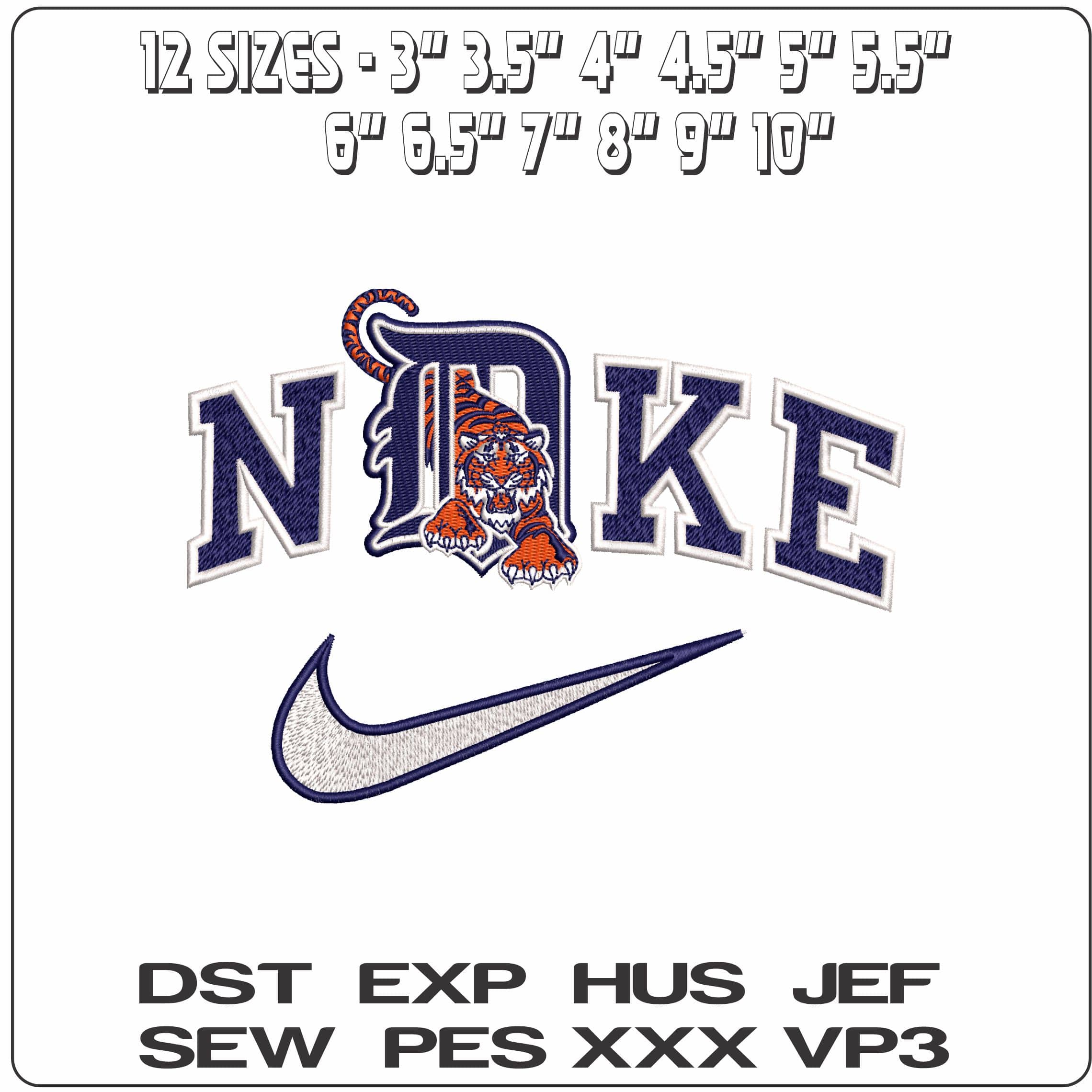 Nike Detroit Tigers D Crouching Tiger MLB  - Elegant embroidery design file - instant download — view 2