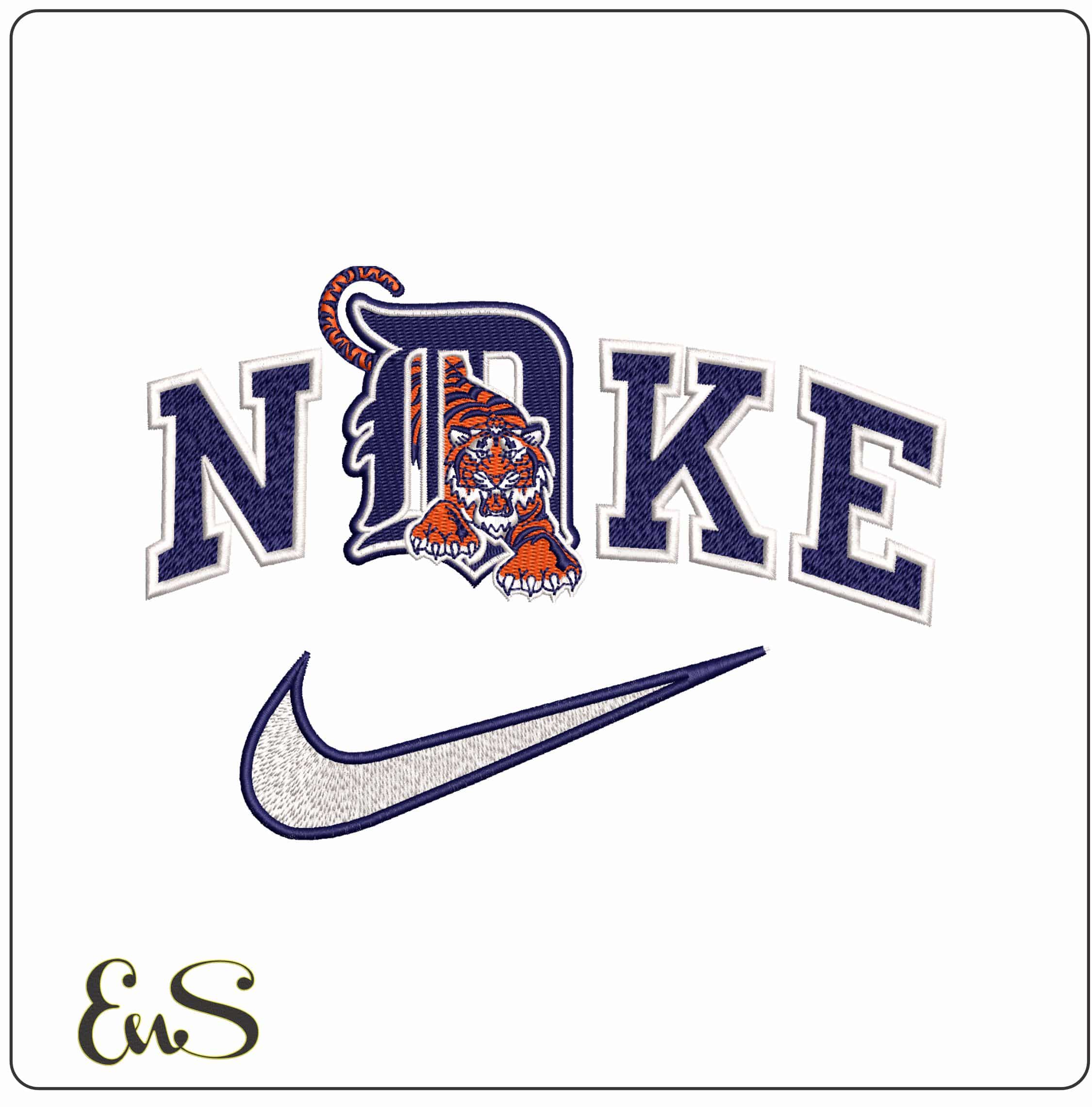 Nike Detroit Tigers D Crouching Tiger MLB  - Elegant embroidery design file - instant download