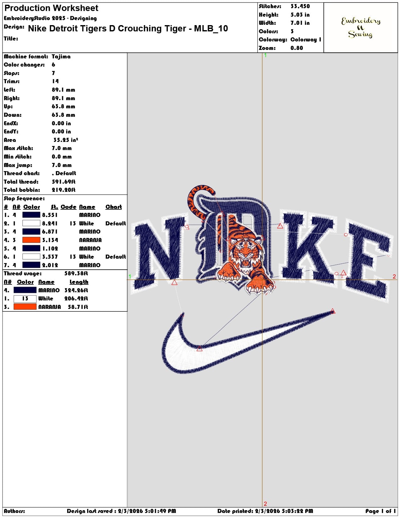 Nike Detroit Tigers D Crouching Tiger MLB  - Elegant embroidery design file - instant download — view 3
