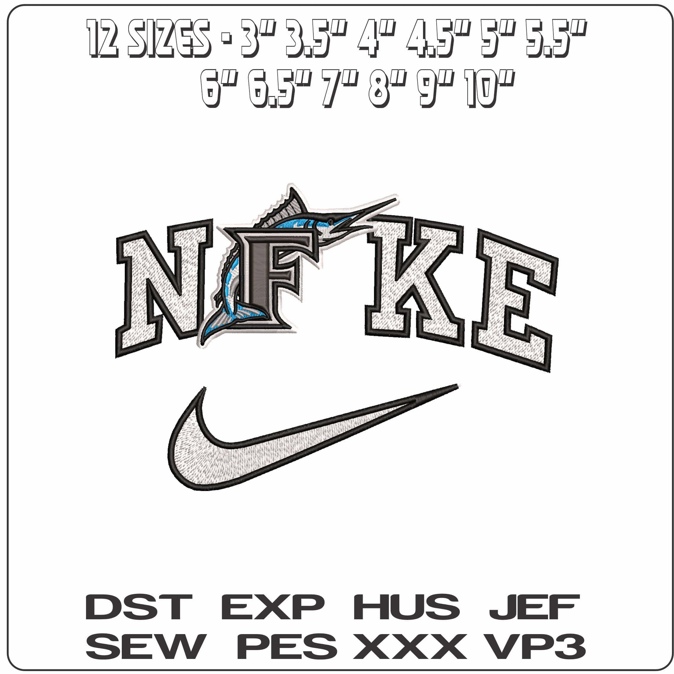 Nike Florida Marlins F 1993 2011 MLB   - Elegant embroidery design file-instant download — view 2