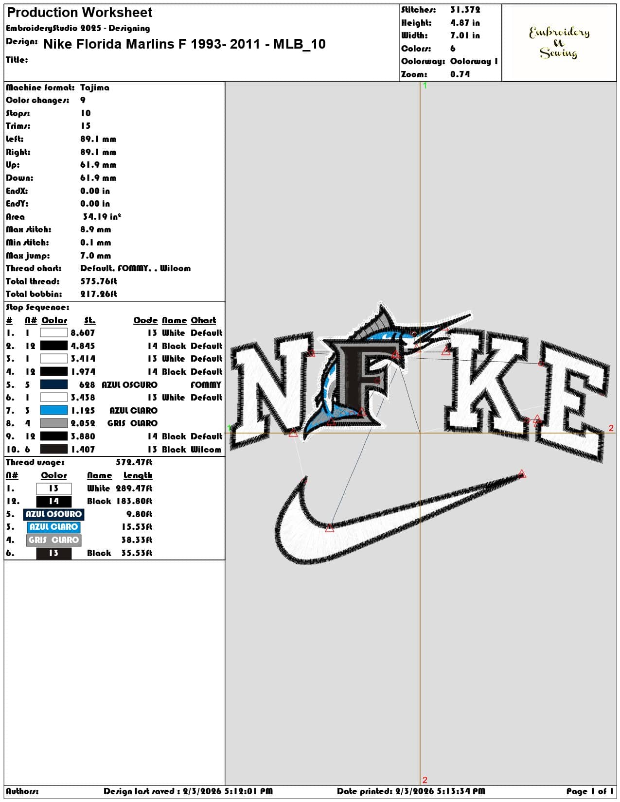 Nike Florida Marlins F 1993 2011 MLB   - Elegant embroidery design file-instant download — view 3
