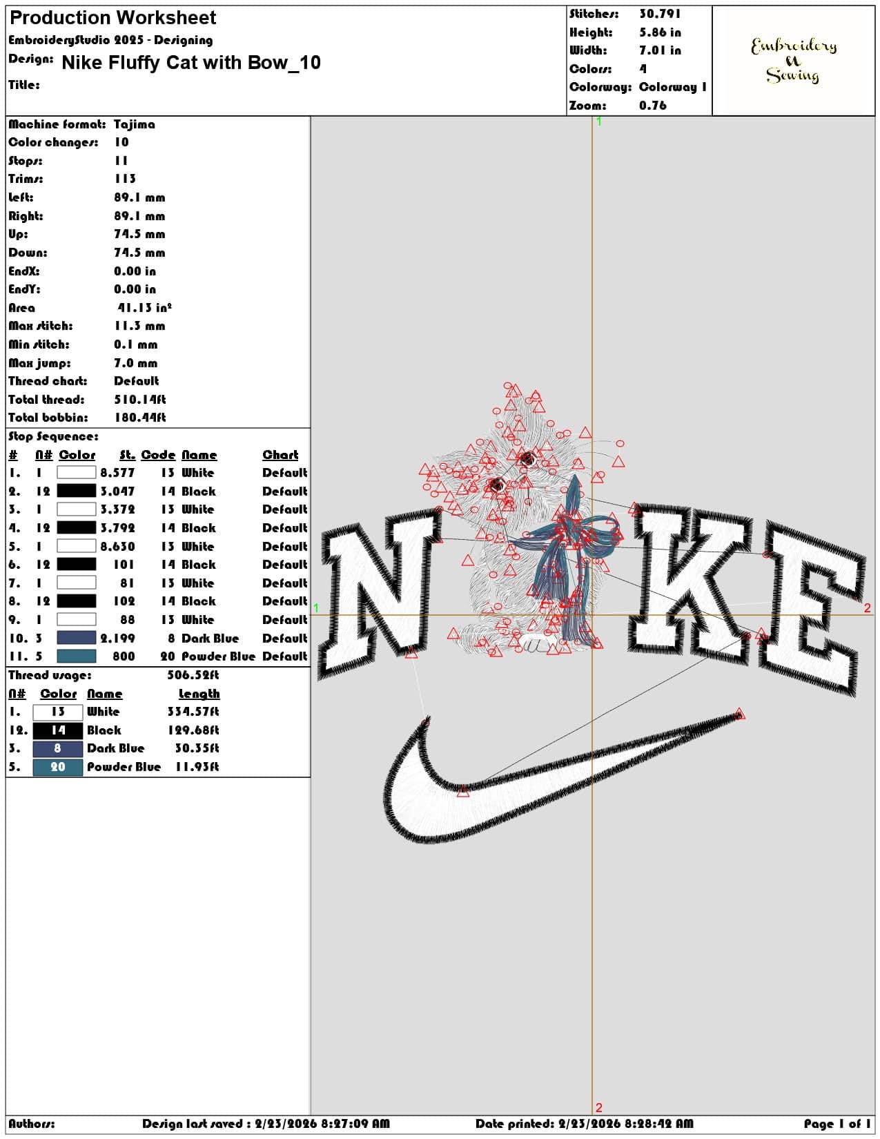 Nike Fluffy Cat with Bow   - Elegant embroidery design file-instant download — view 3
