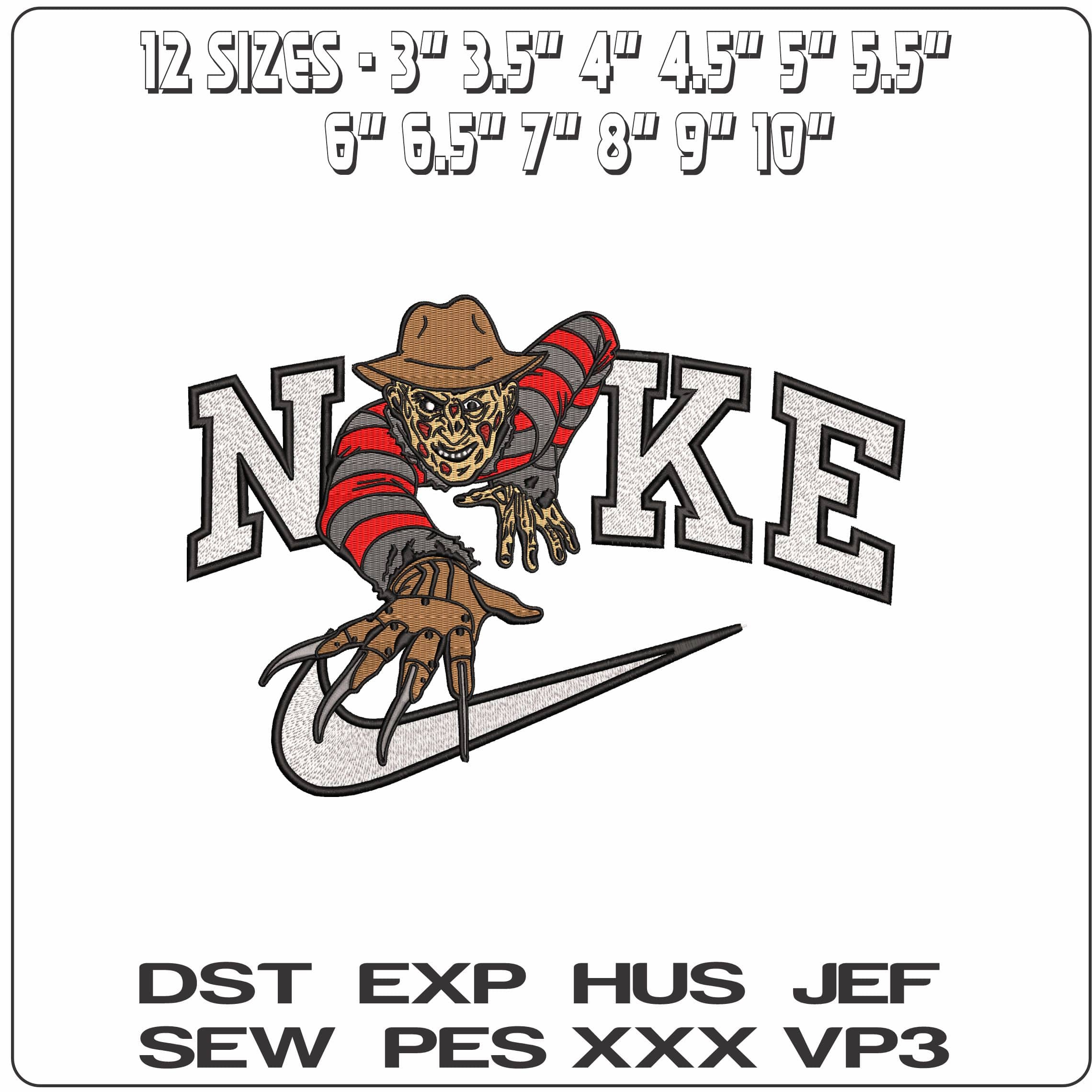 Nike Freddy Crouger Crawling Movie   - Elegant embroidery design file-instant download — view 2