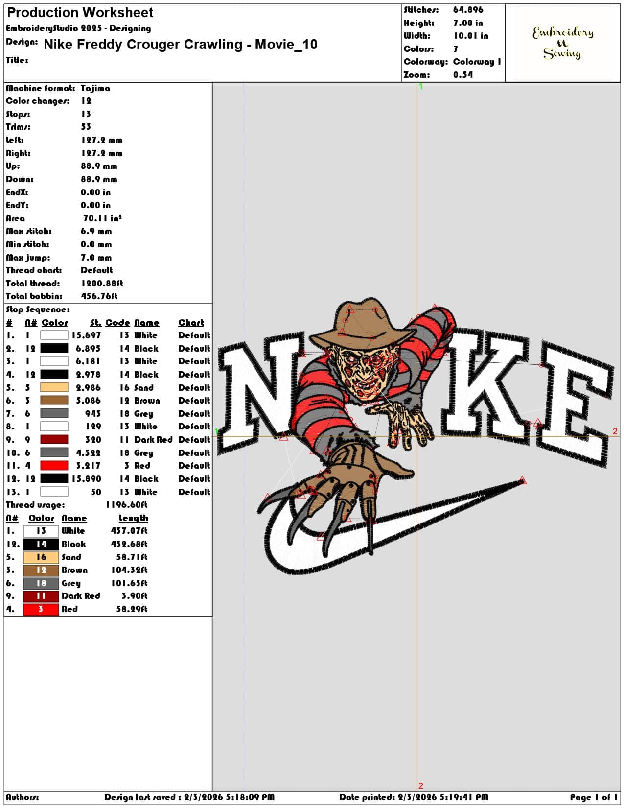 Nike Freddy Crouger Crawling Movie   - Elegant embroidery design file-instant download — view 3