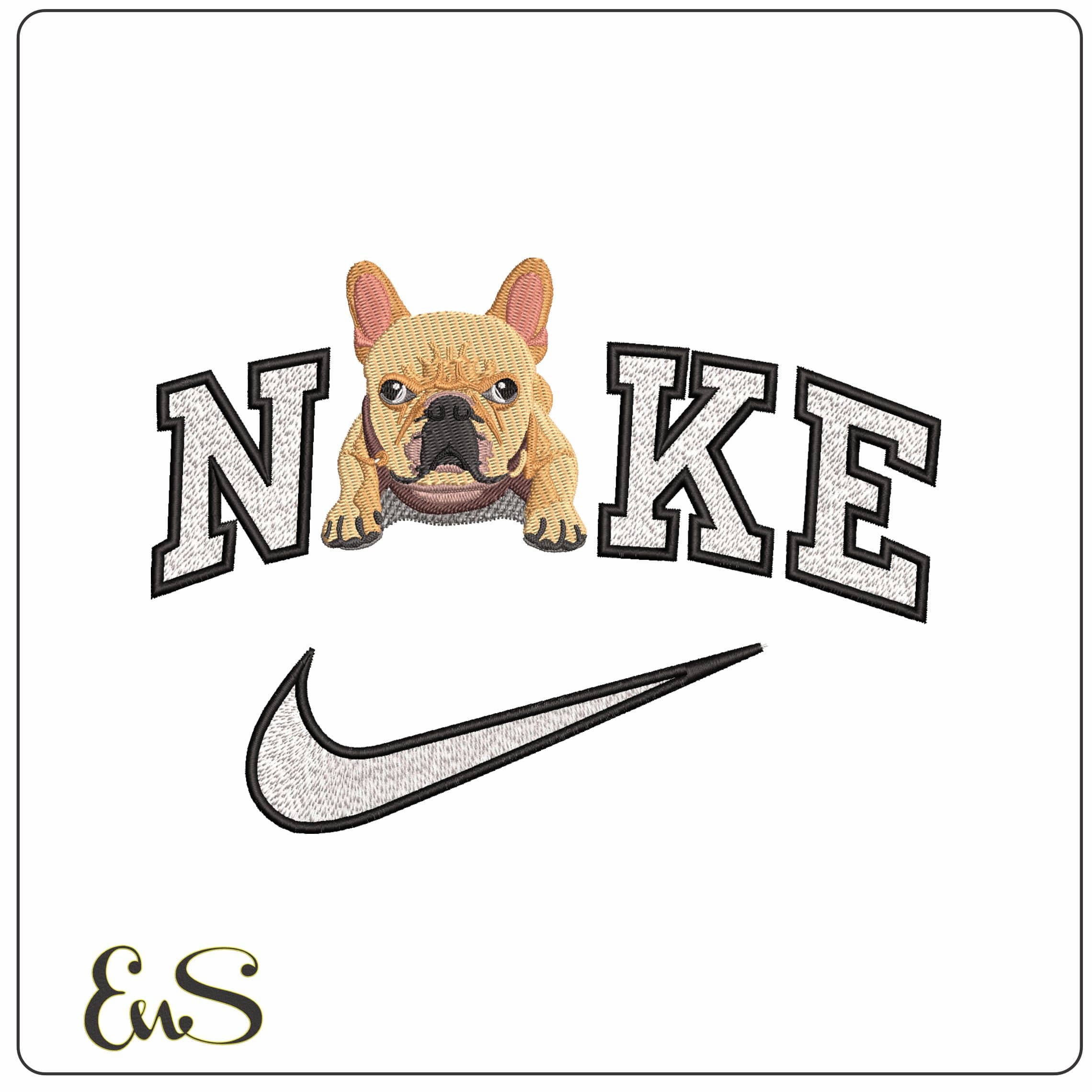 Nike French Bulldog Laying Down   - Elegant embroidery design file-instant download