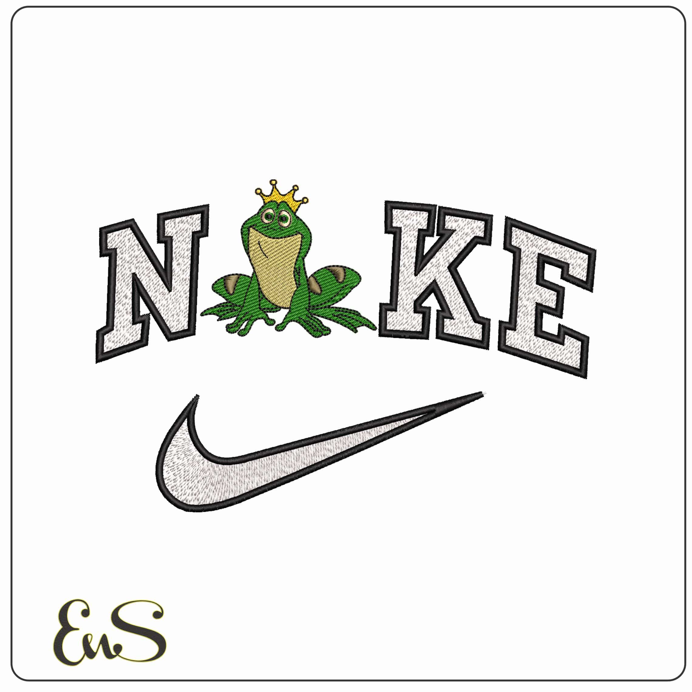 Nike Frog Prince   - Elegant embroidery design file-instant download