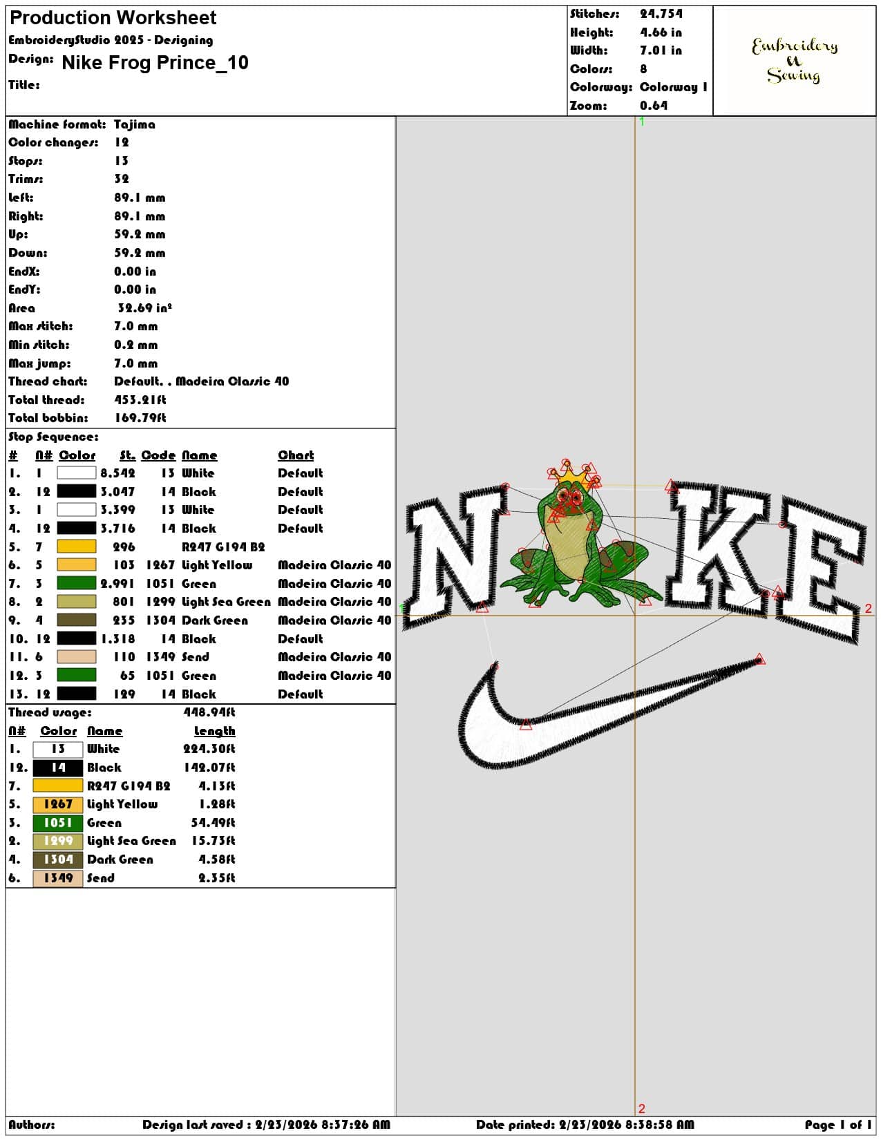 Nike Frog Prince   - Elegant embroidery design file-instant download — view 3