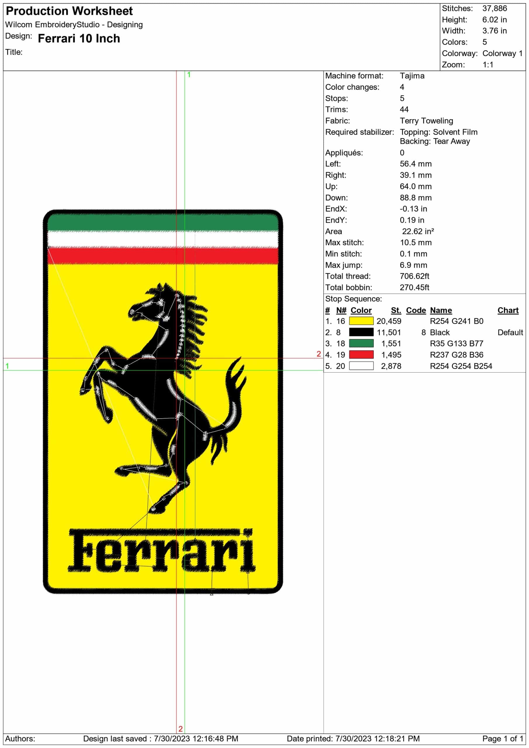 Ferrari Car Logo embroidery design - Red design machine pattern Car Auto Company embroidery file instant download in a frame — view 2