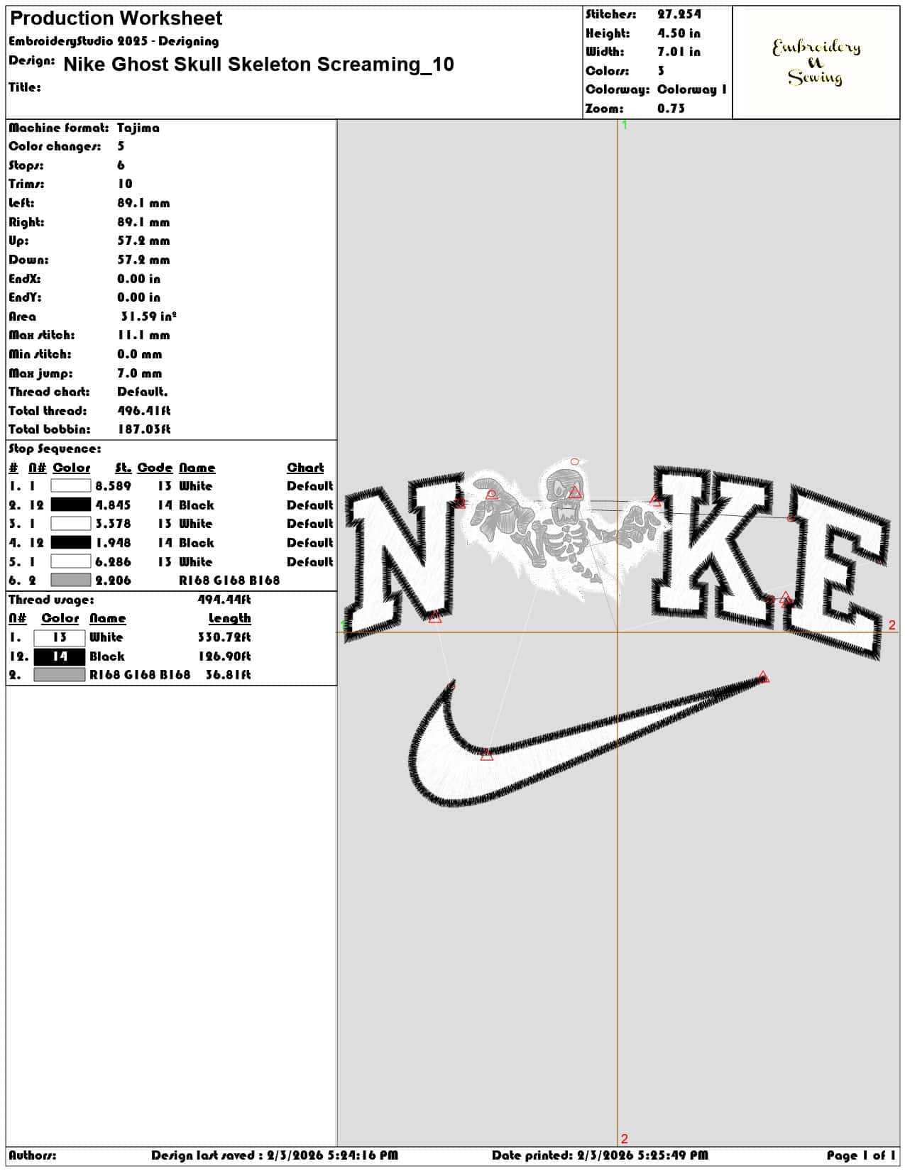 Nike Ghost Skull Skeleton Screaming  - Elegant embroidery design file-instant download — view 3