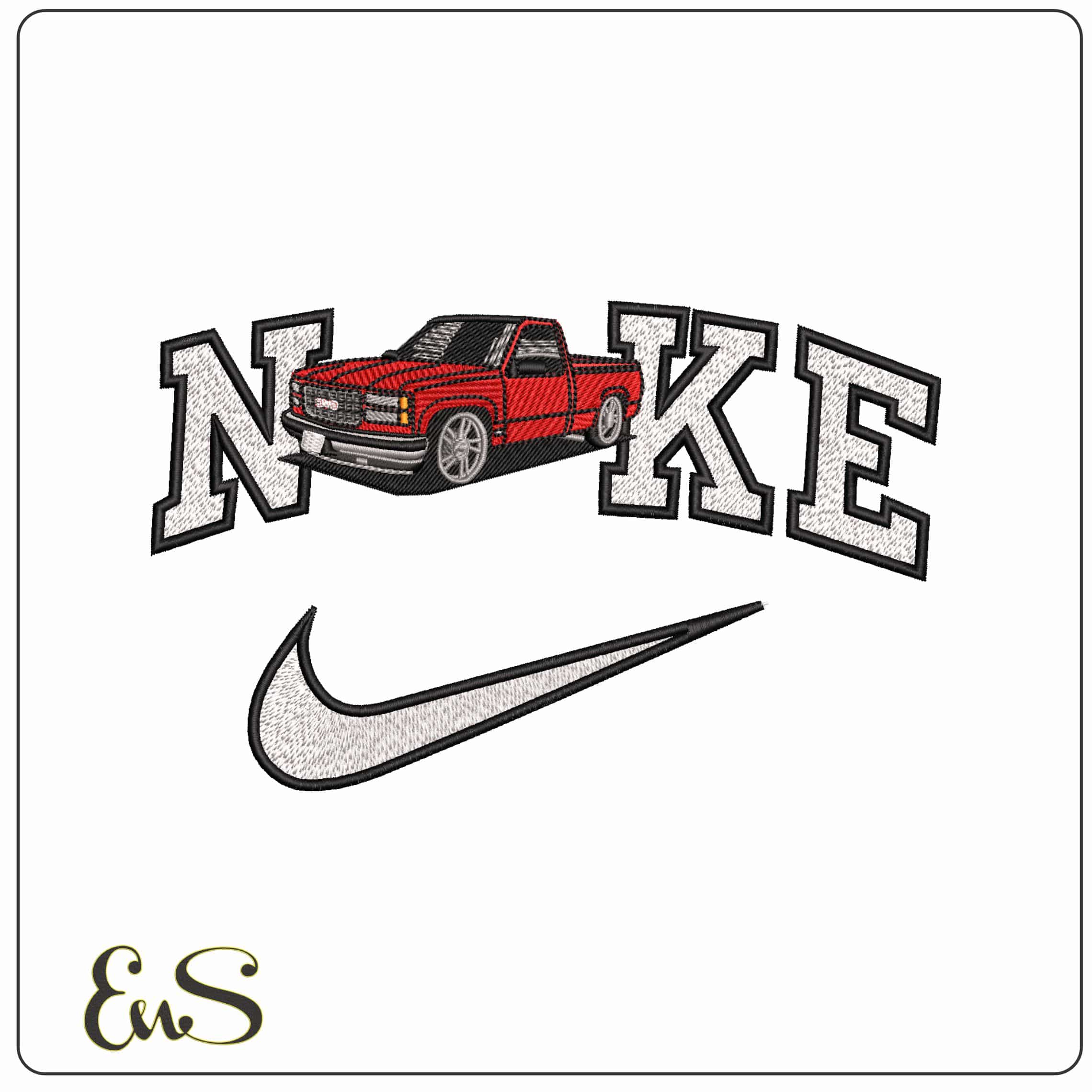 Nike GMC Low rider Truck  - Elegant embroidery design file-instant download
