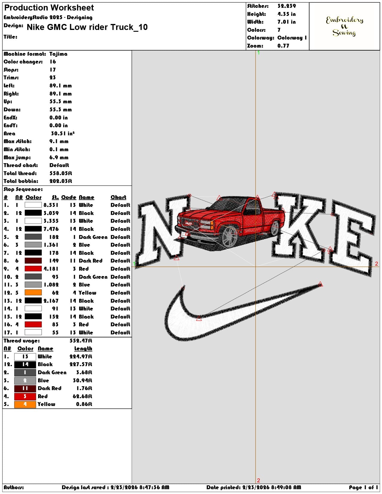 Nike GMC Low rider Truck  - Elegant embroidery design file-instant download — view 3