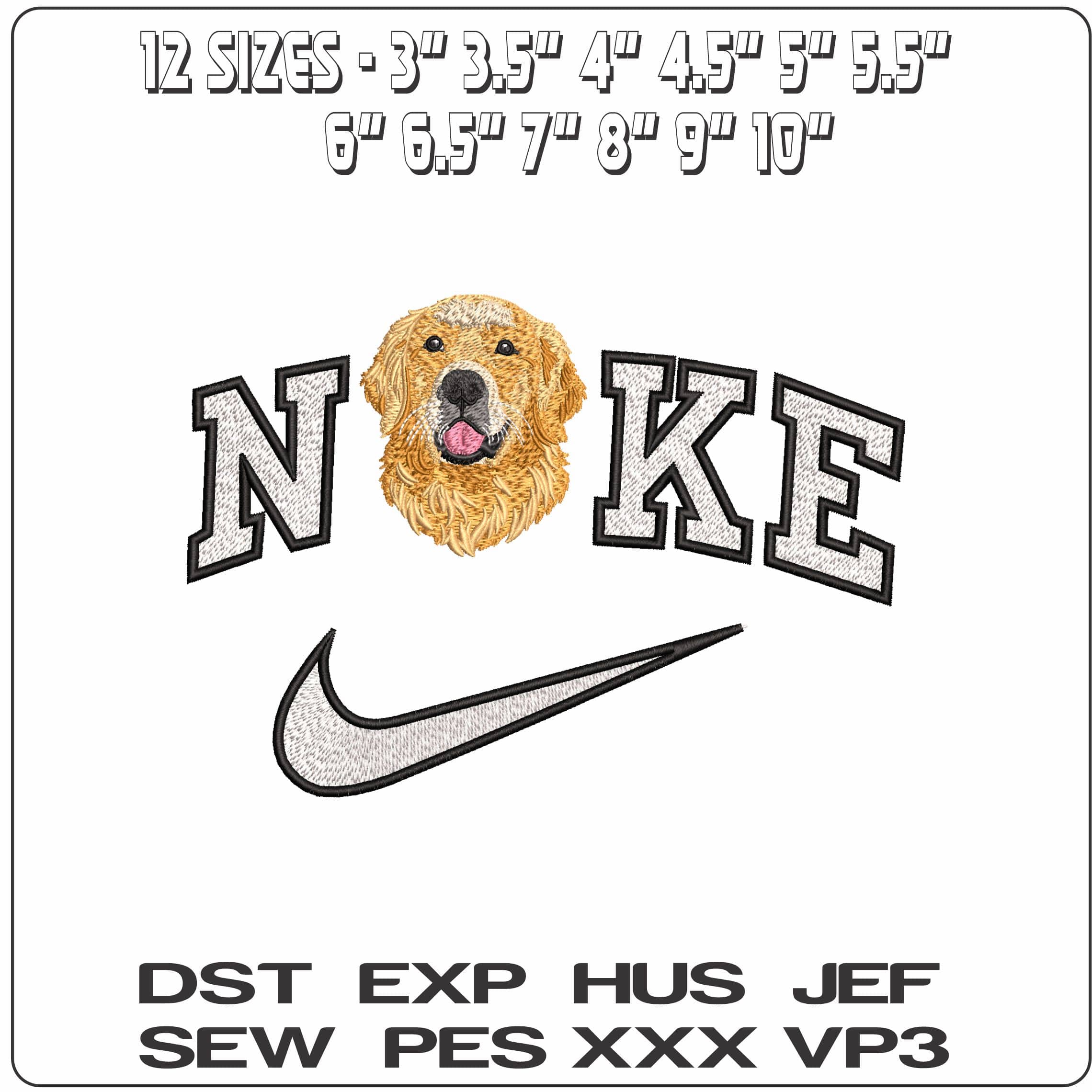 Nike Golden Retriever Face Tongue Out  - Elegant embroidery design file-instant download — view 2