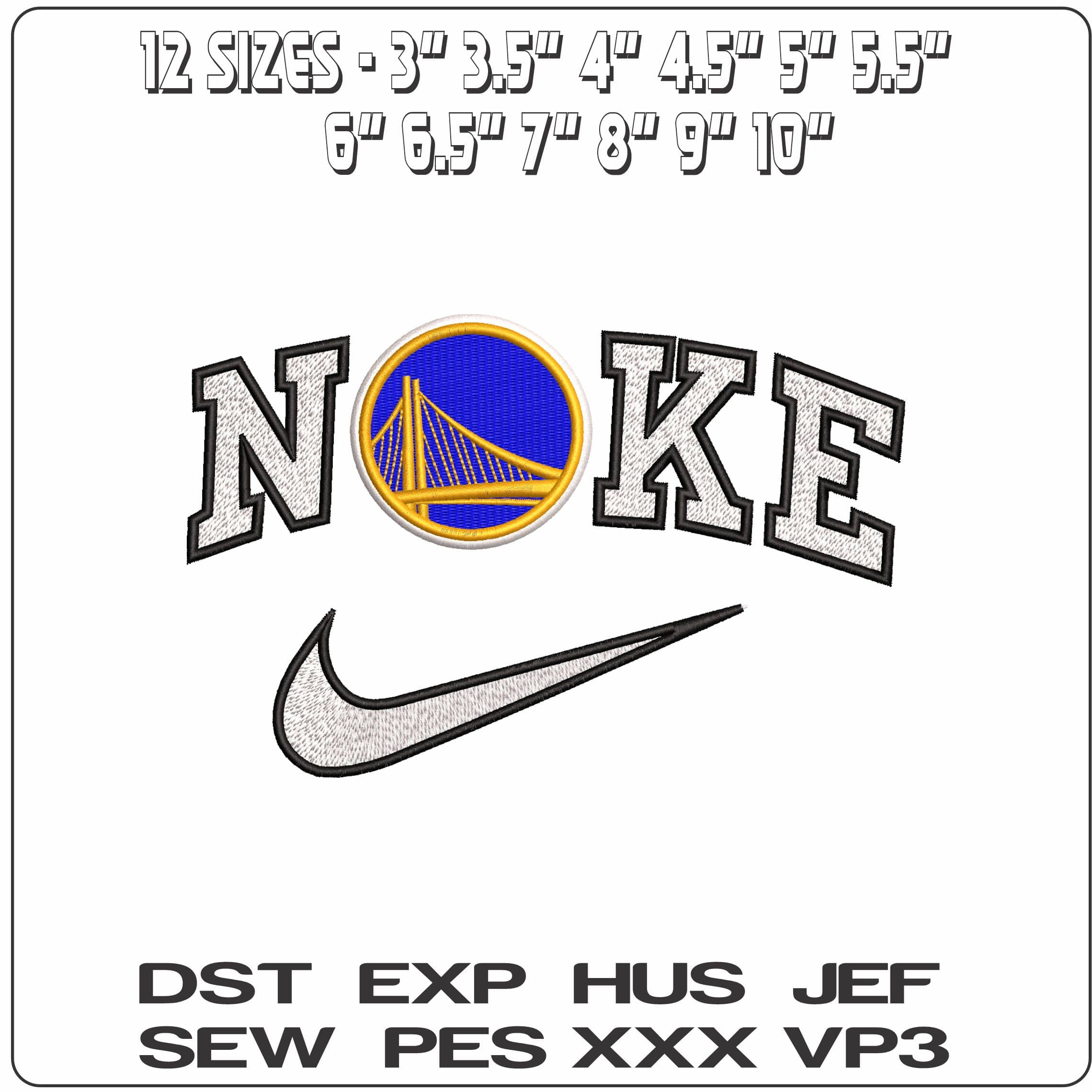 Nike Golden State Warriors Basketball NBA  - Elegant embroidery design file-instant download — view 2