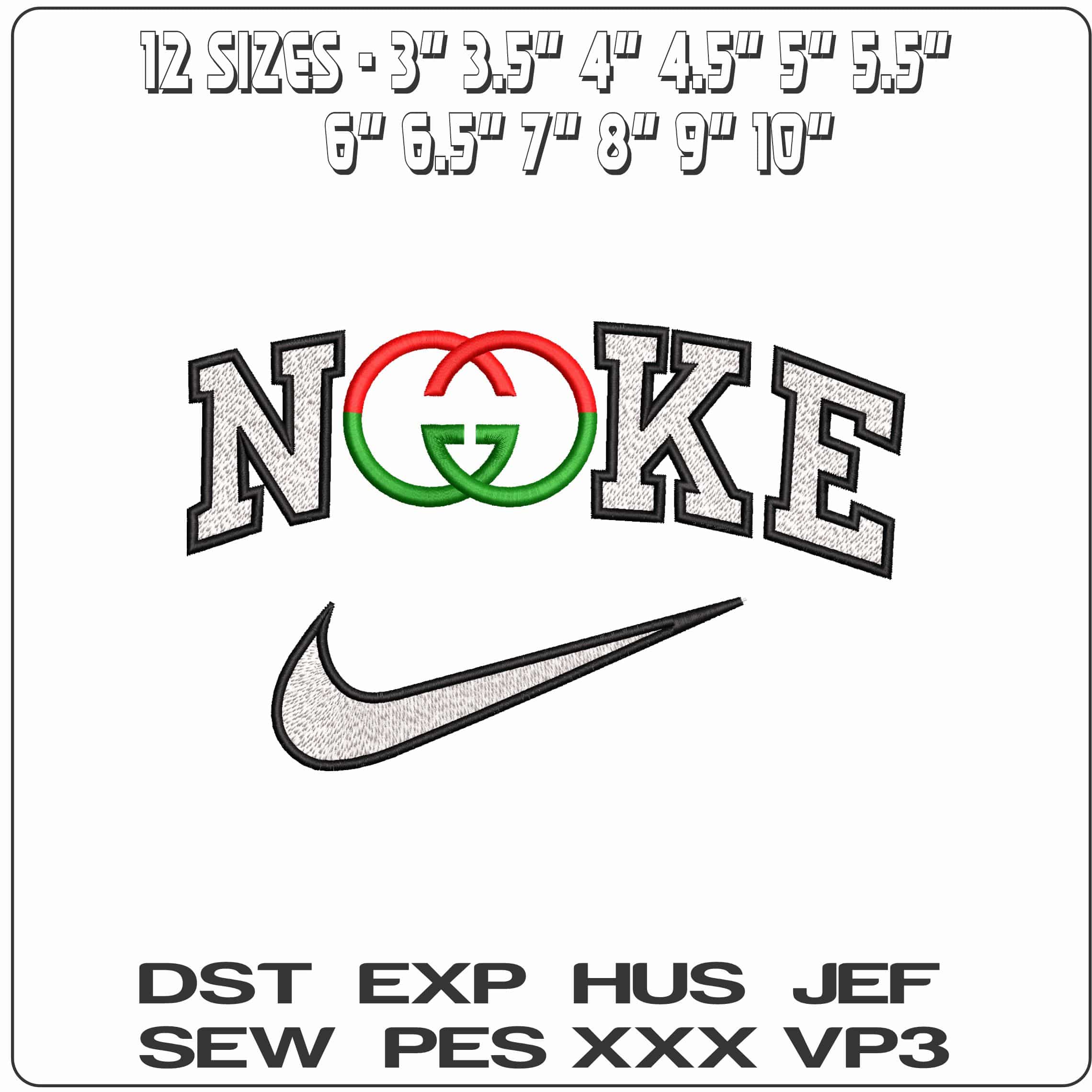 Nike Green And Red GG Gucci Logo  - Elegant embroidery design file-instant download — view 2