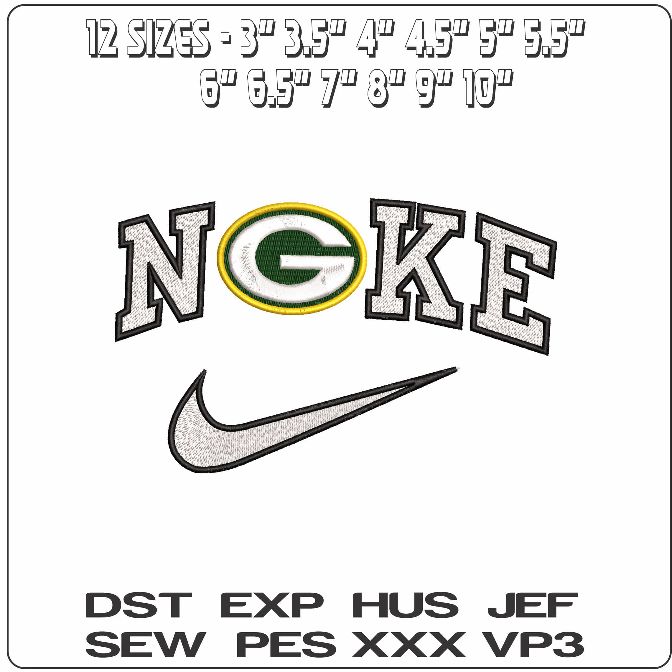Nike Greenbay Packers NFL  - Elegant embroidery design file-instant download — view 2