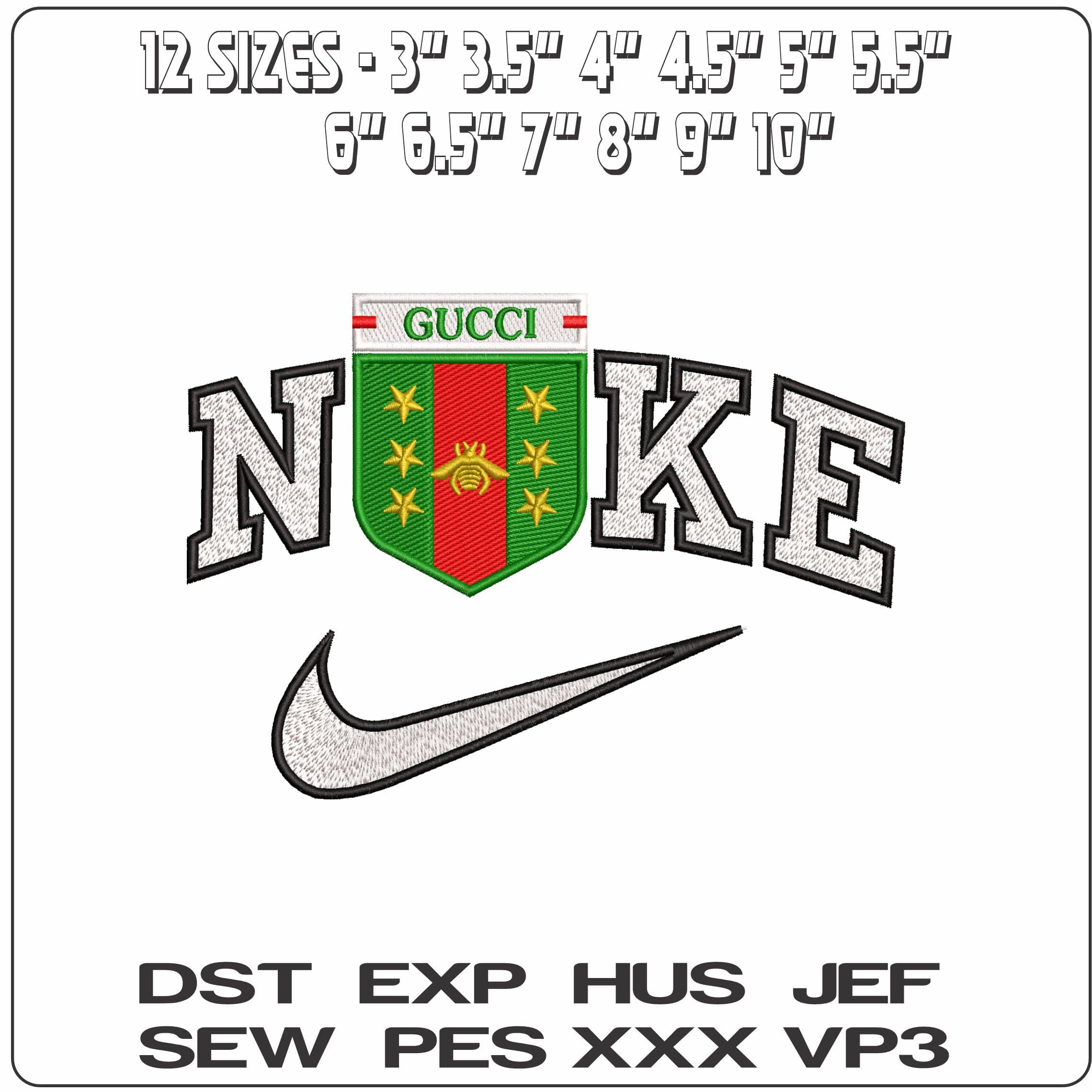 Nike Gucci Gang Bee Logo  - Elegant embroidery design file-instant download — view 2