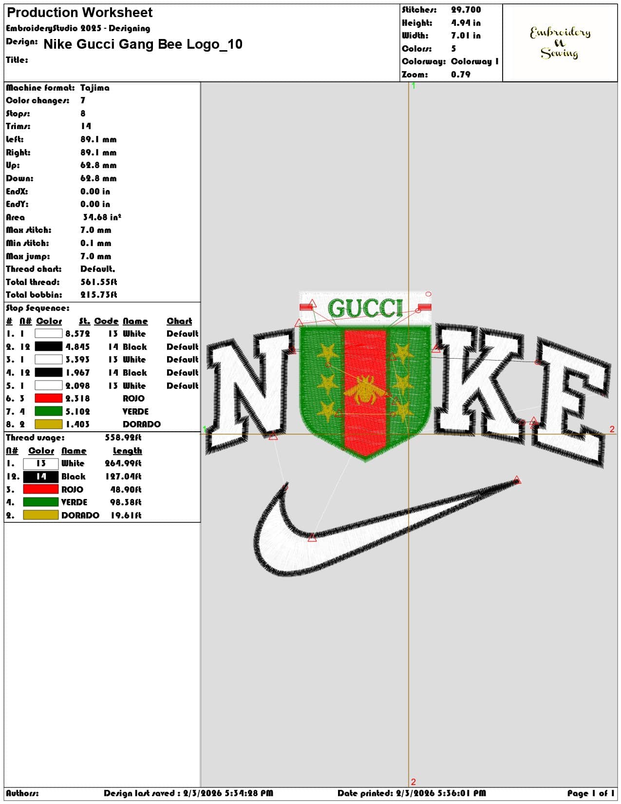 Nike Gucci Gang Bee Logo  - Elegant embroidery design file-instant download — view 3