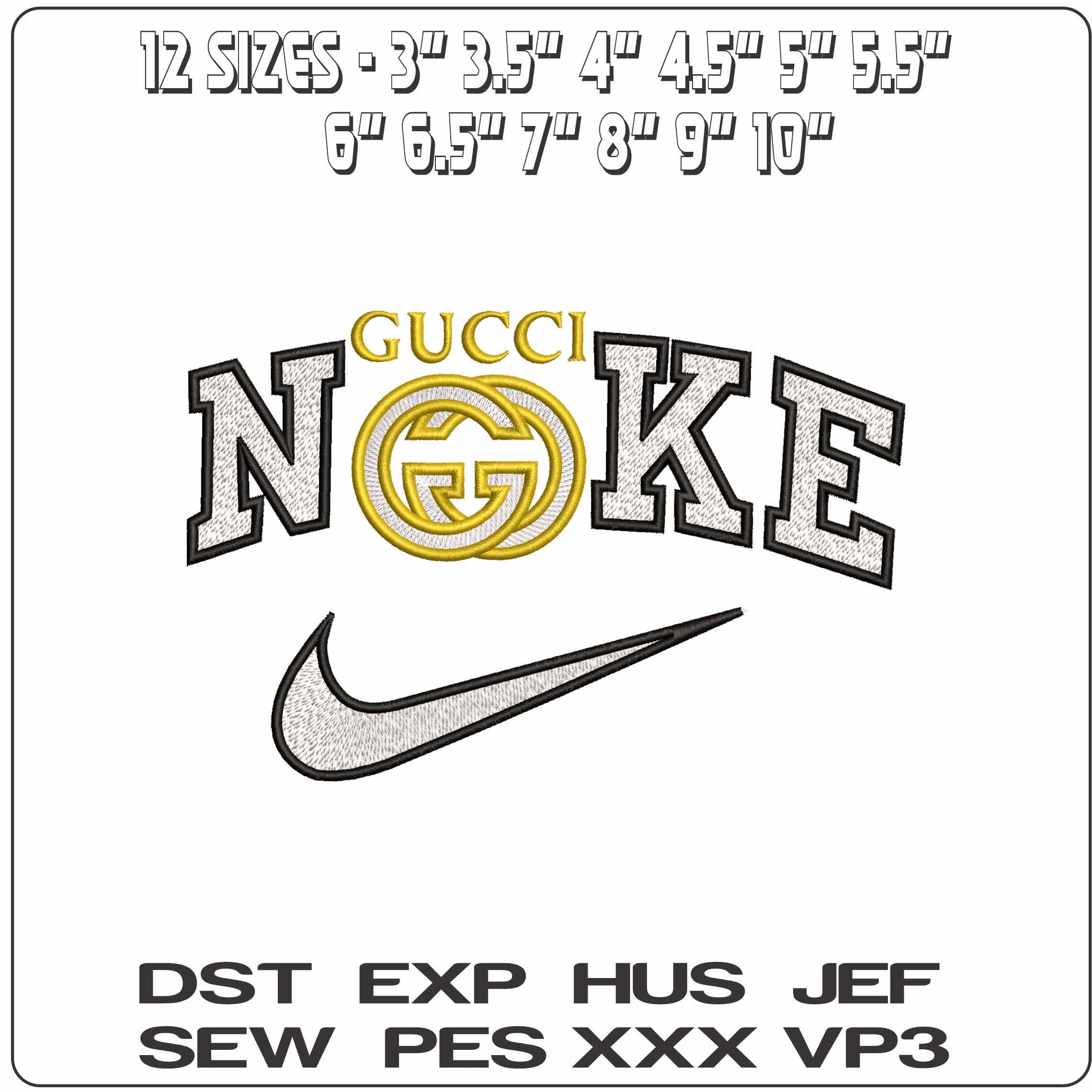 Nike Gucci GG Logo  - Elegant embroidery design file-instant download — view 2