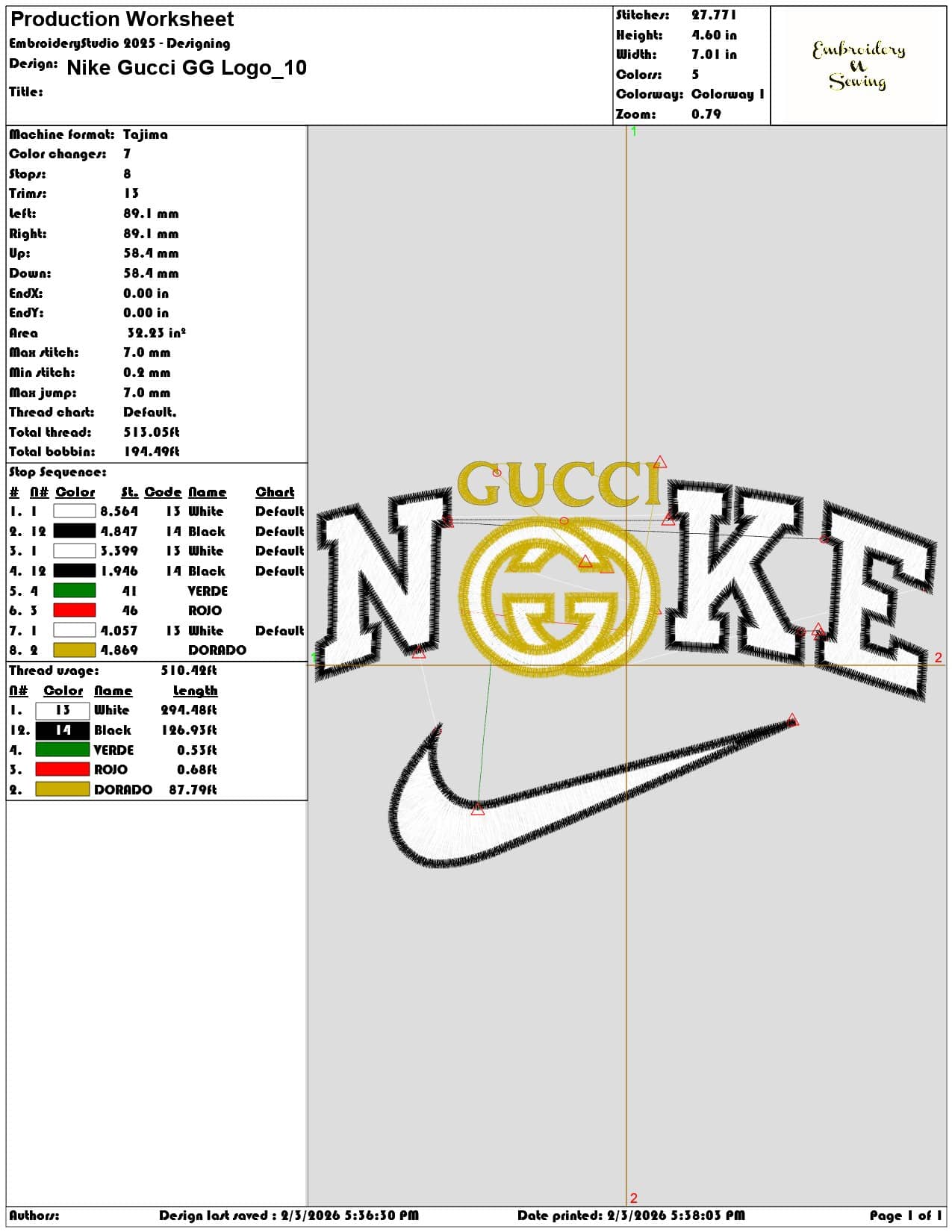 Nike Gucci GG Logo  - Elegant embroidery design file-instant download — view 3