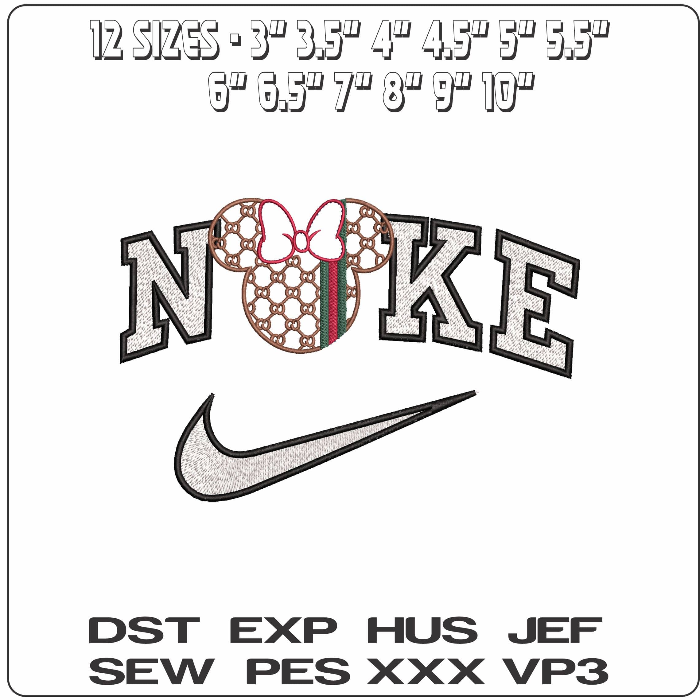 Nike Gucci Green and Red Mickey Mouse Head  - Elegant embroidery design file-instant download — view 2